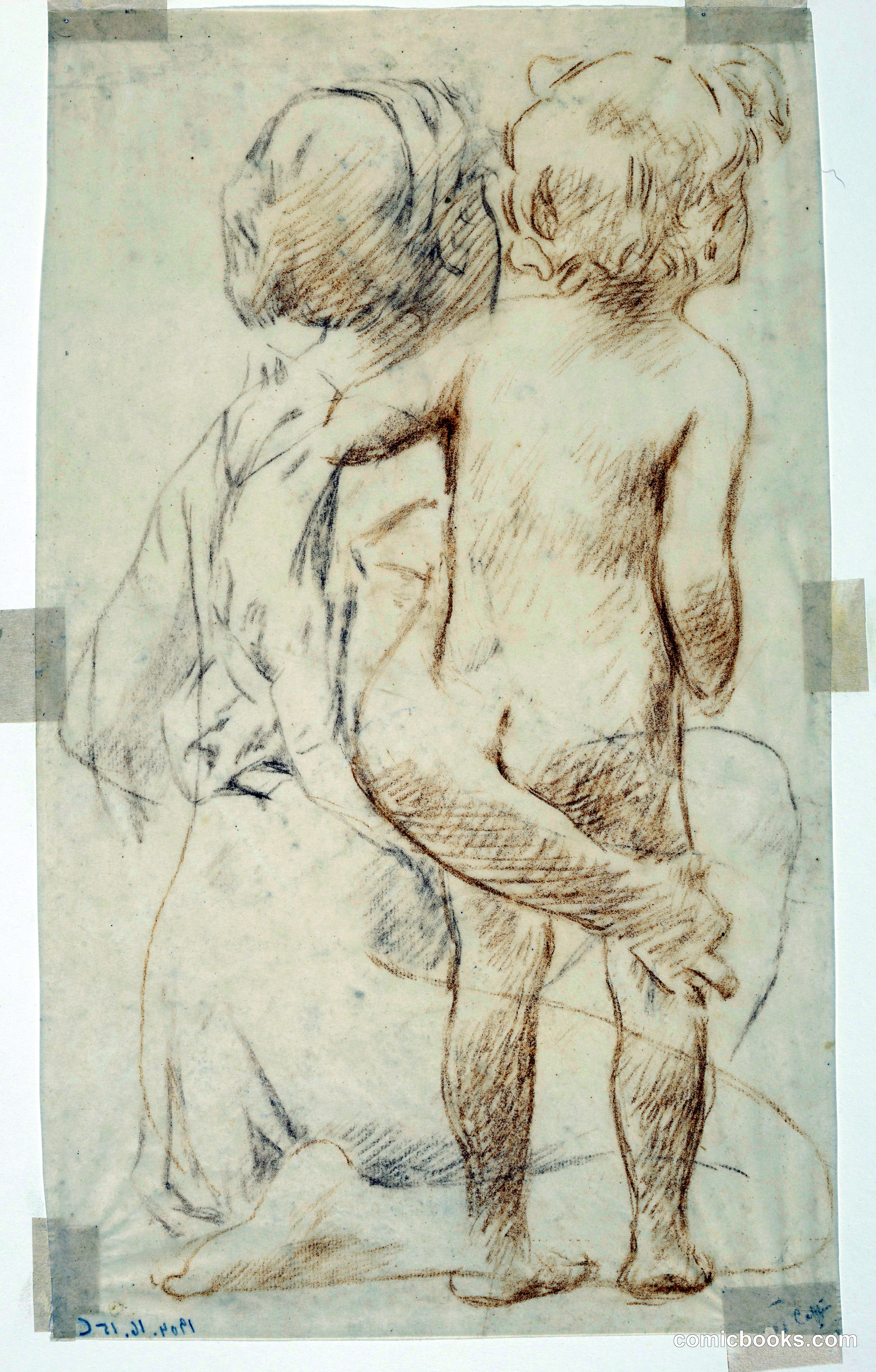 Study for a seated woman holding a child