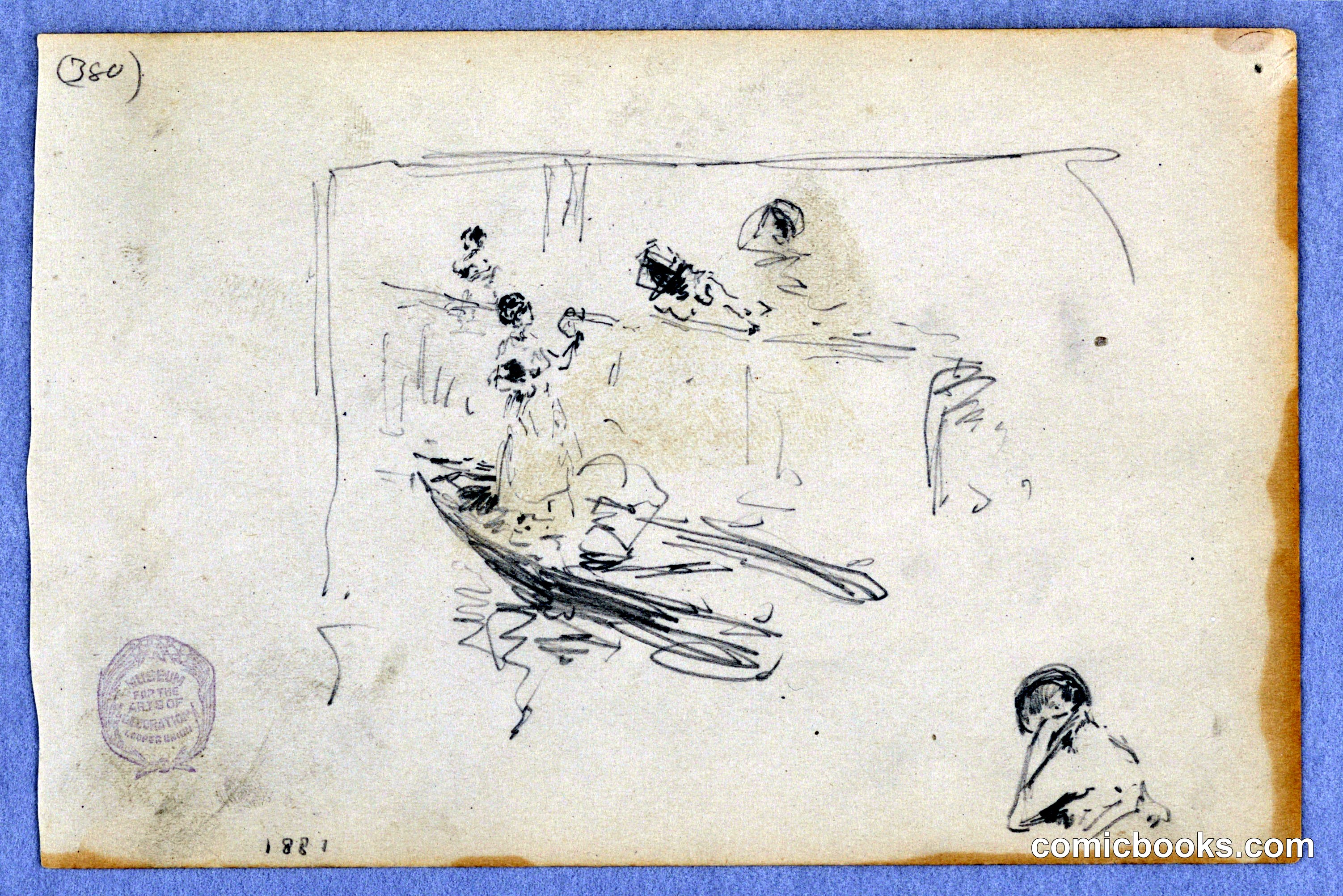Study Sheet with Figures and a Gondolier