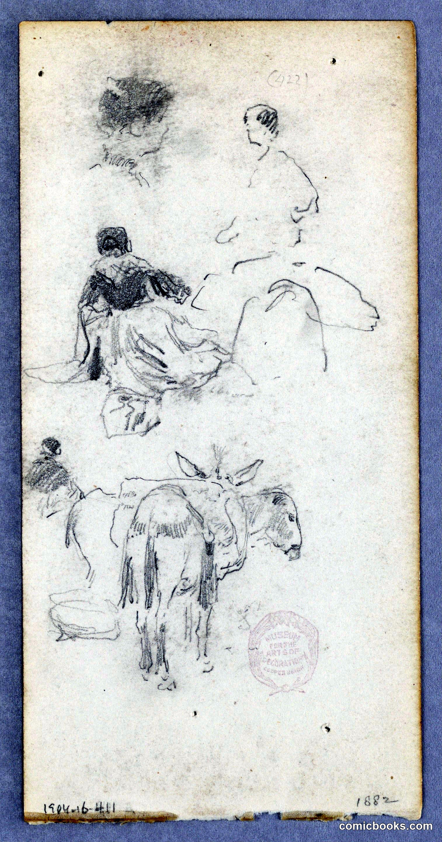 Study Sheet with Figures and Donkeys