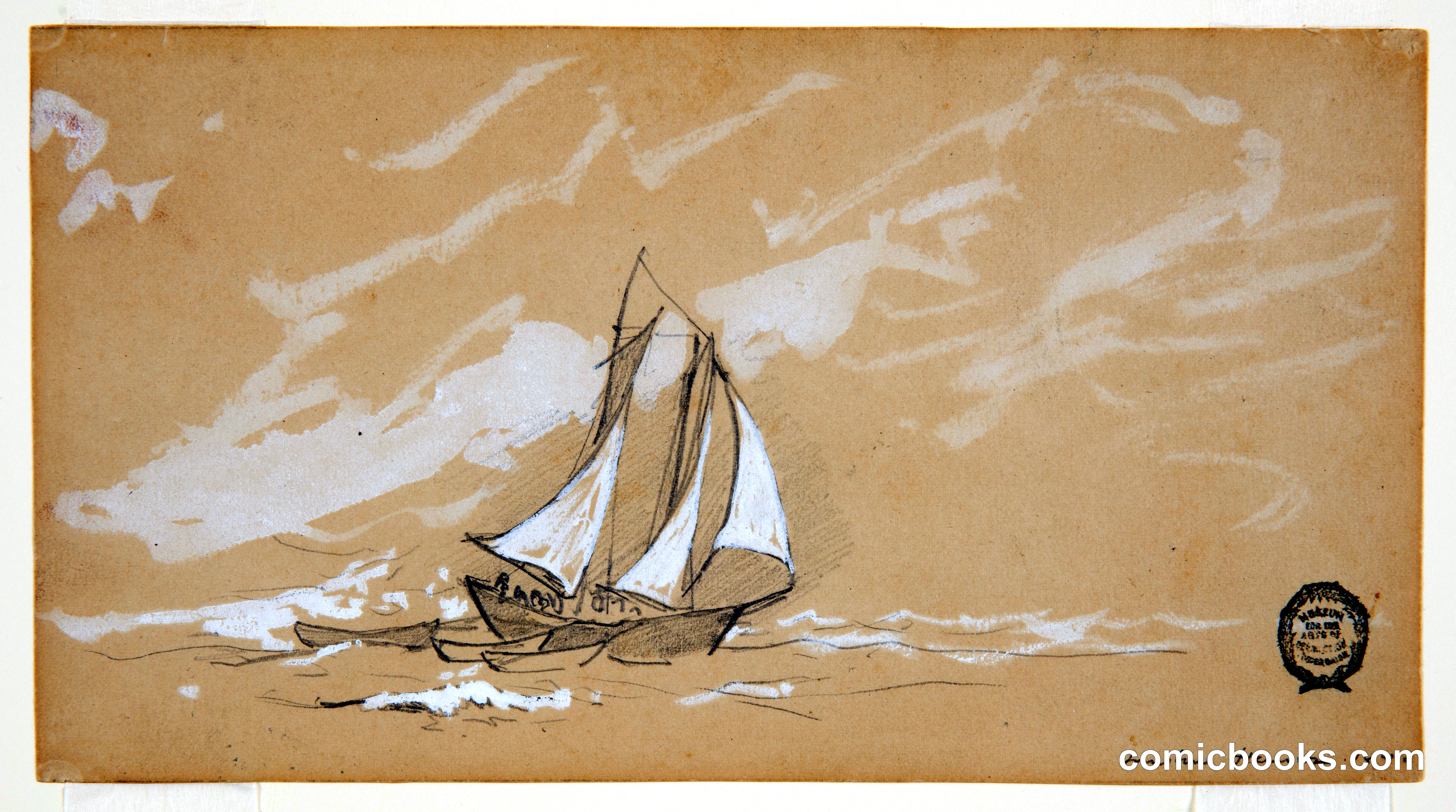 Schooner with Three Dories