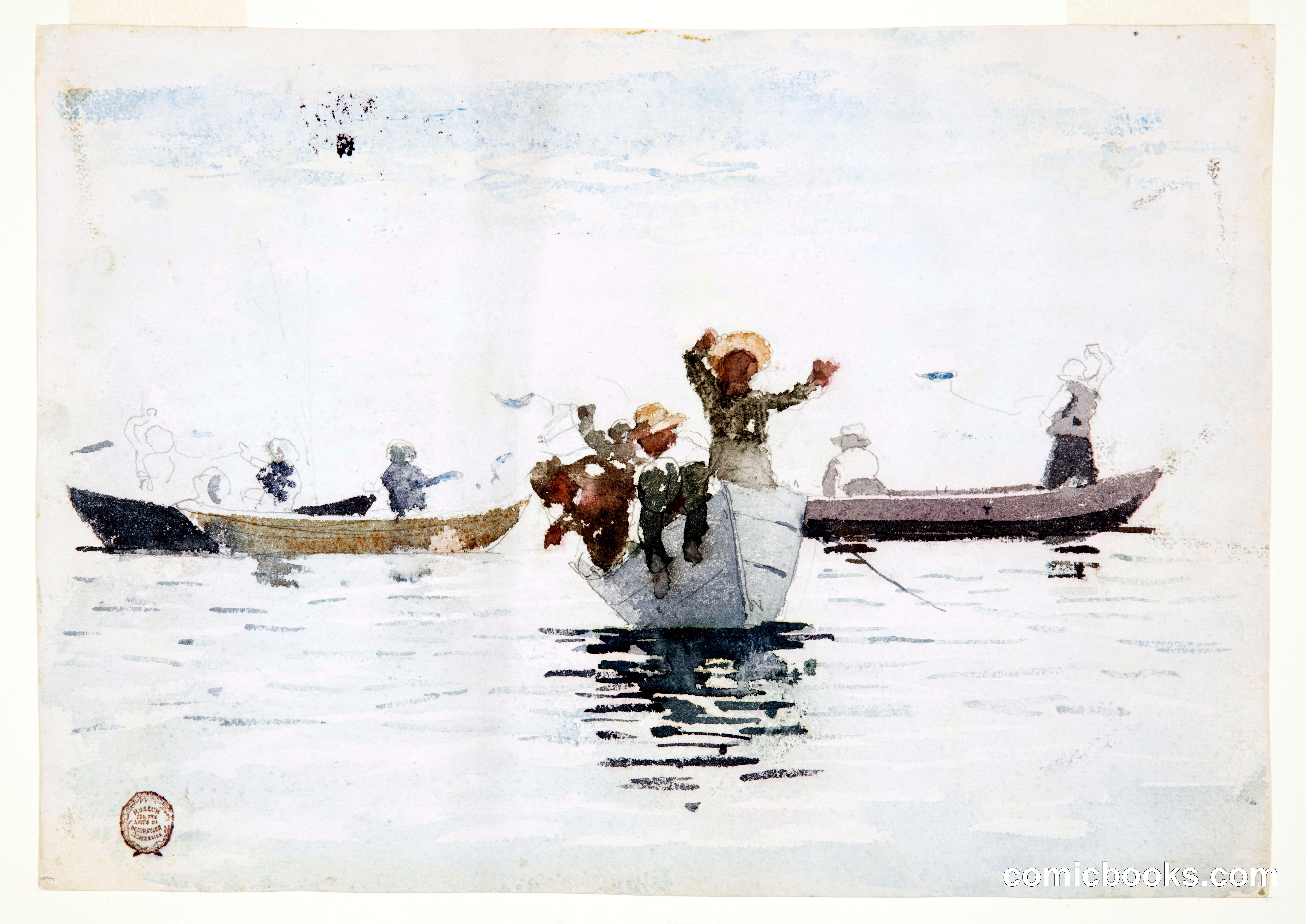 Four Rowboats with Children