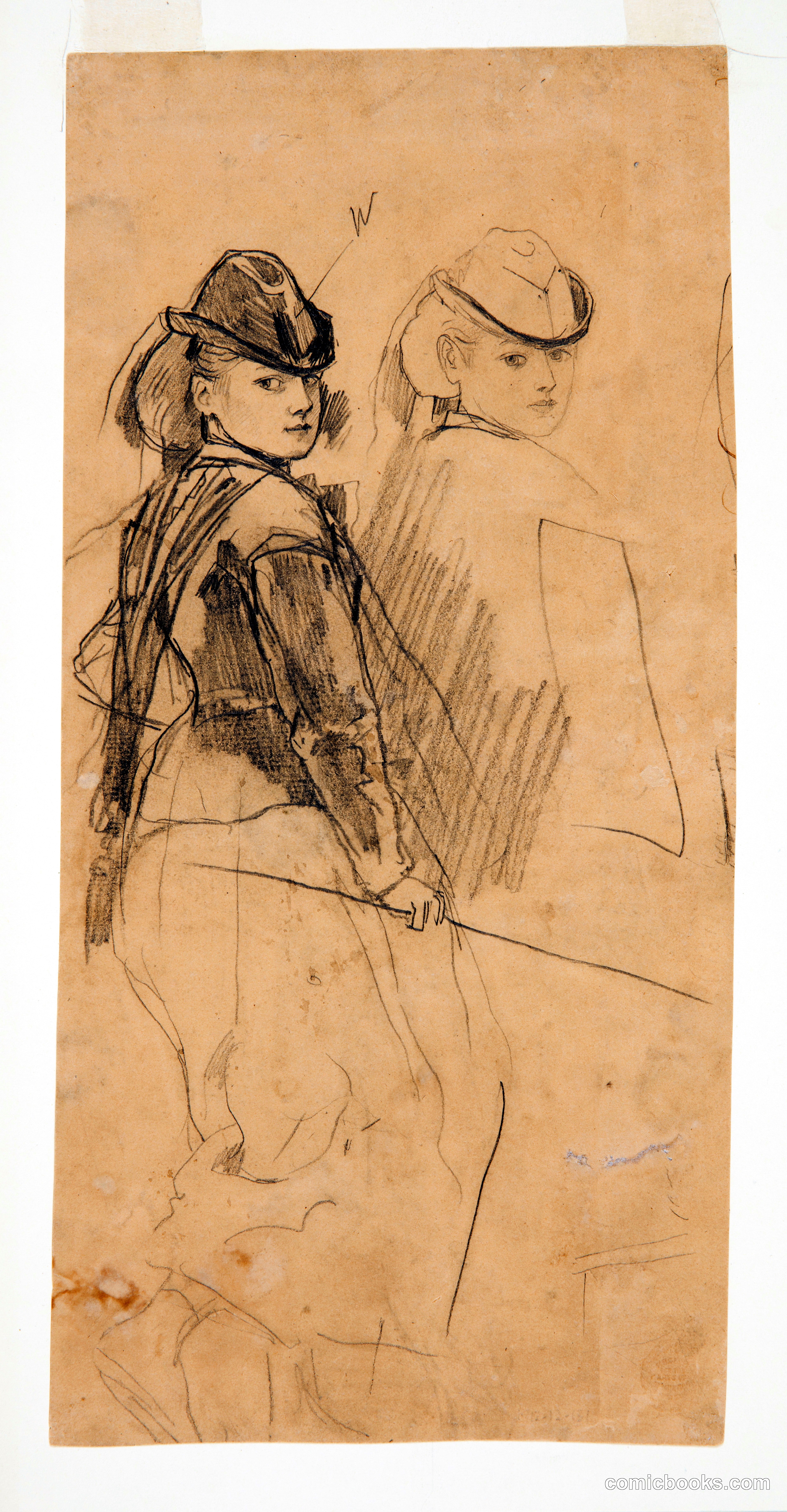 Two Studies of a Young Girl Looking Over Her Shoulder