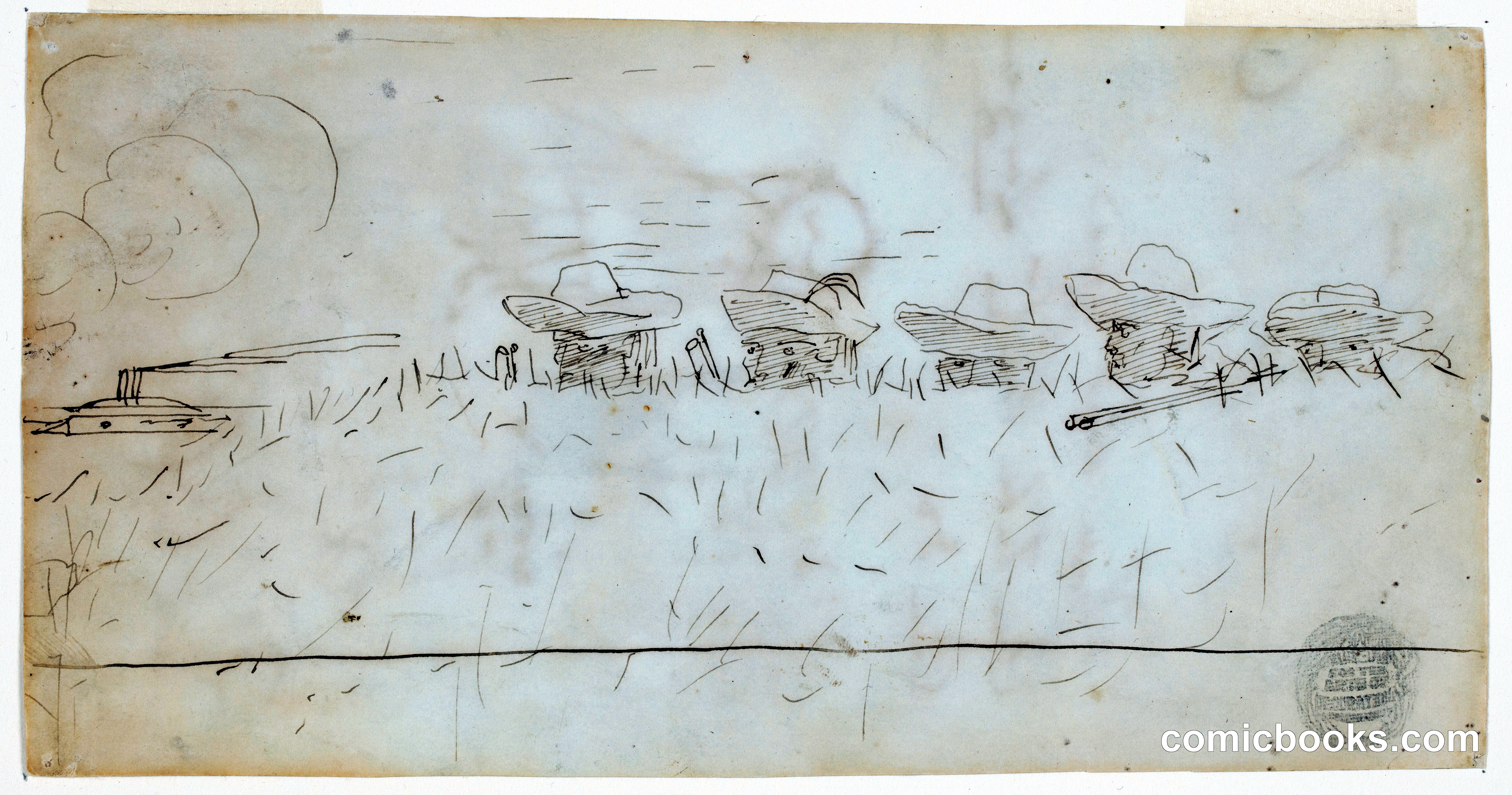 Men Looking Over Earthworks