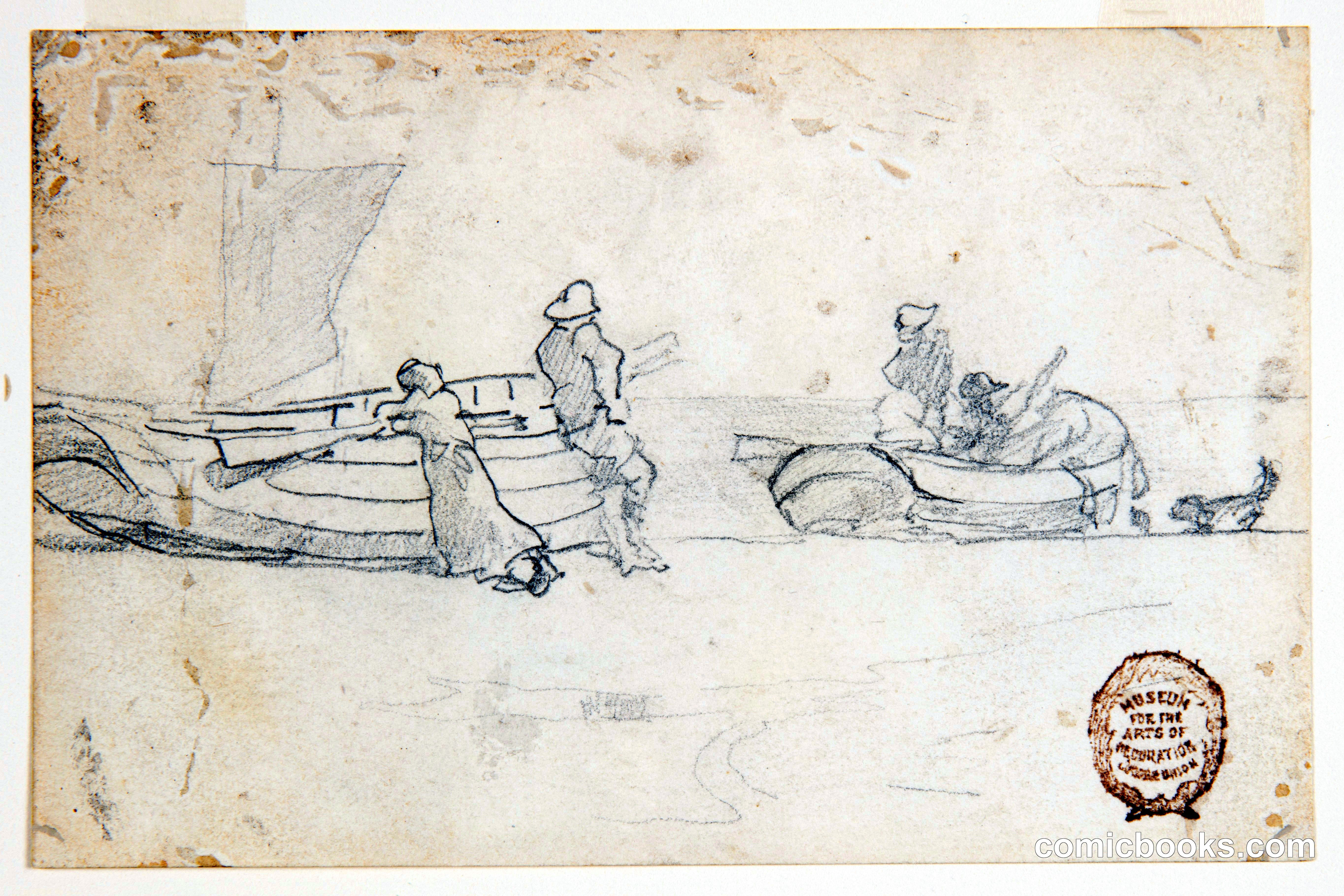 Two Boats on Beach with Cullercoats, England