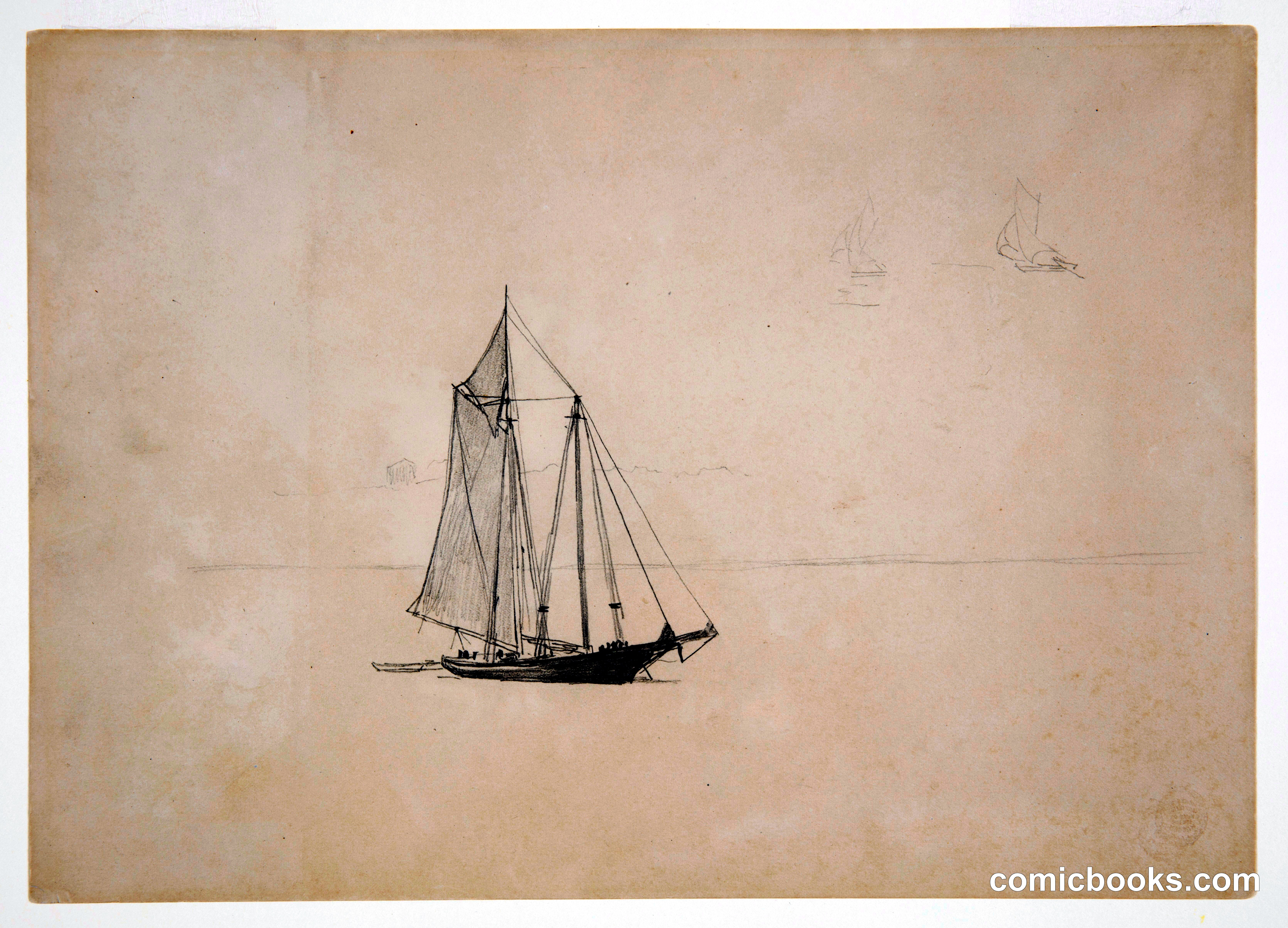 Schooner with Dinghy