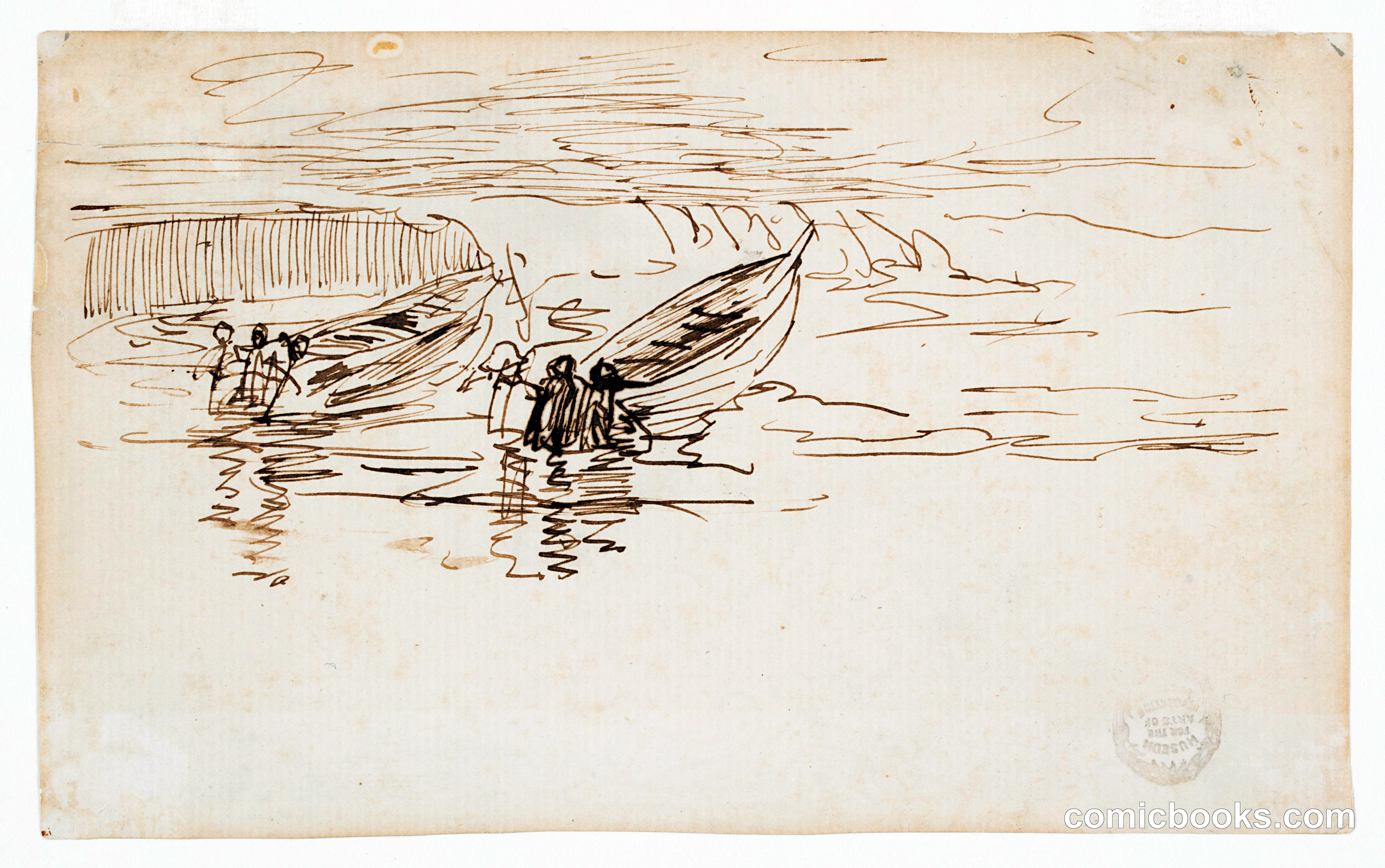 Two Dories Being Launched, England