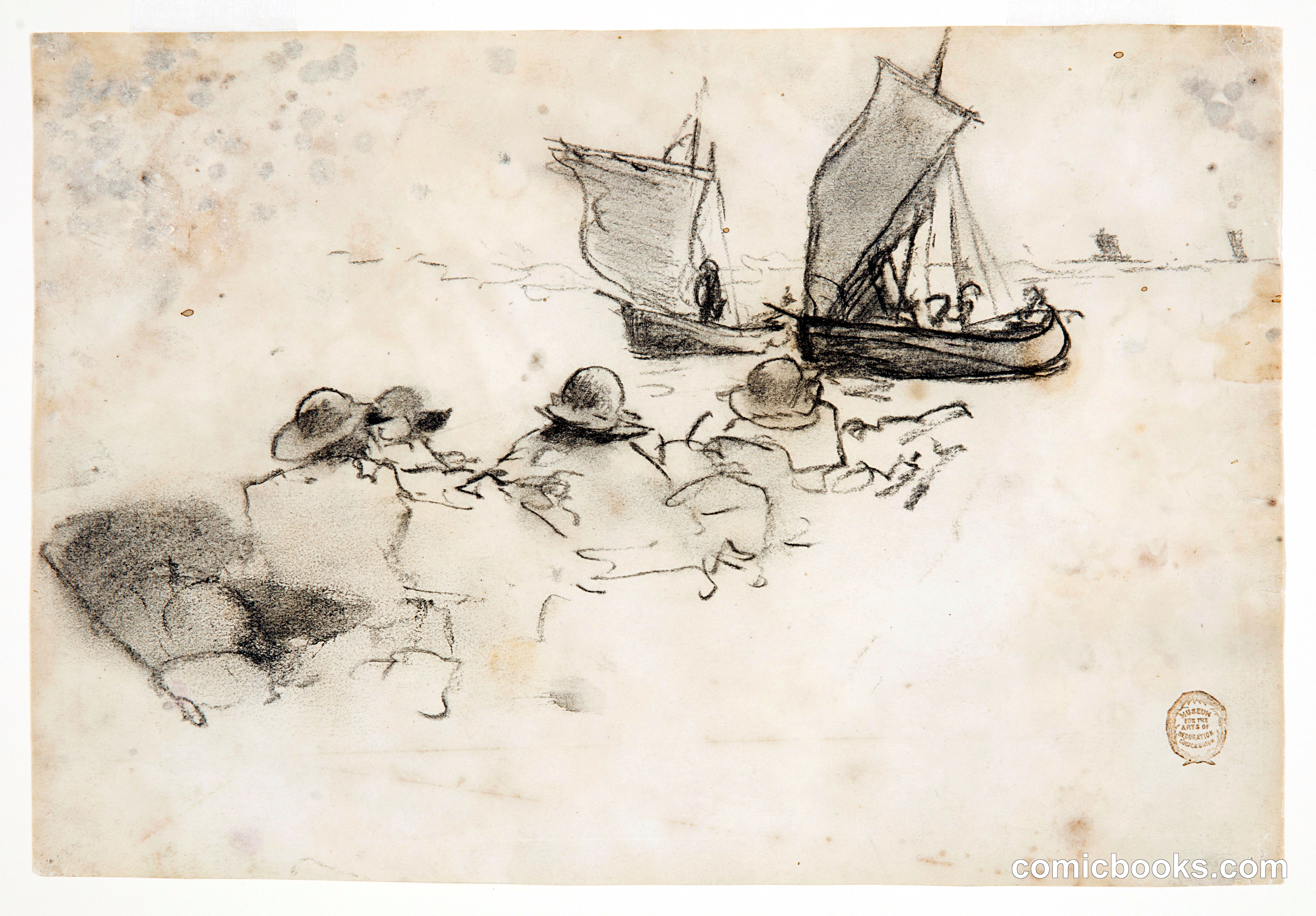 Two Fishing Boats with Sails, Cullercoats, England