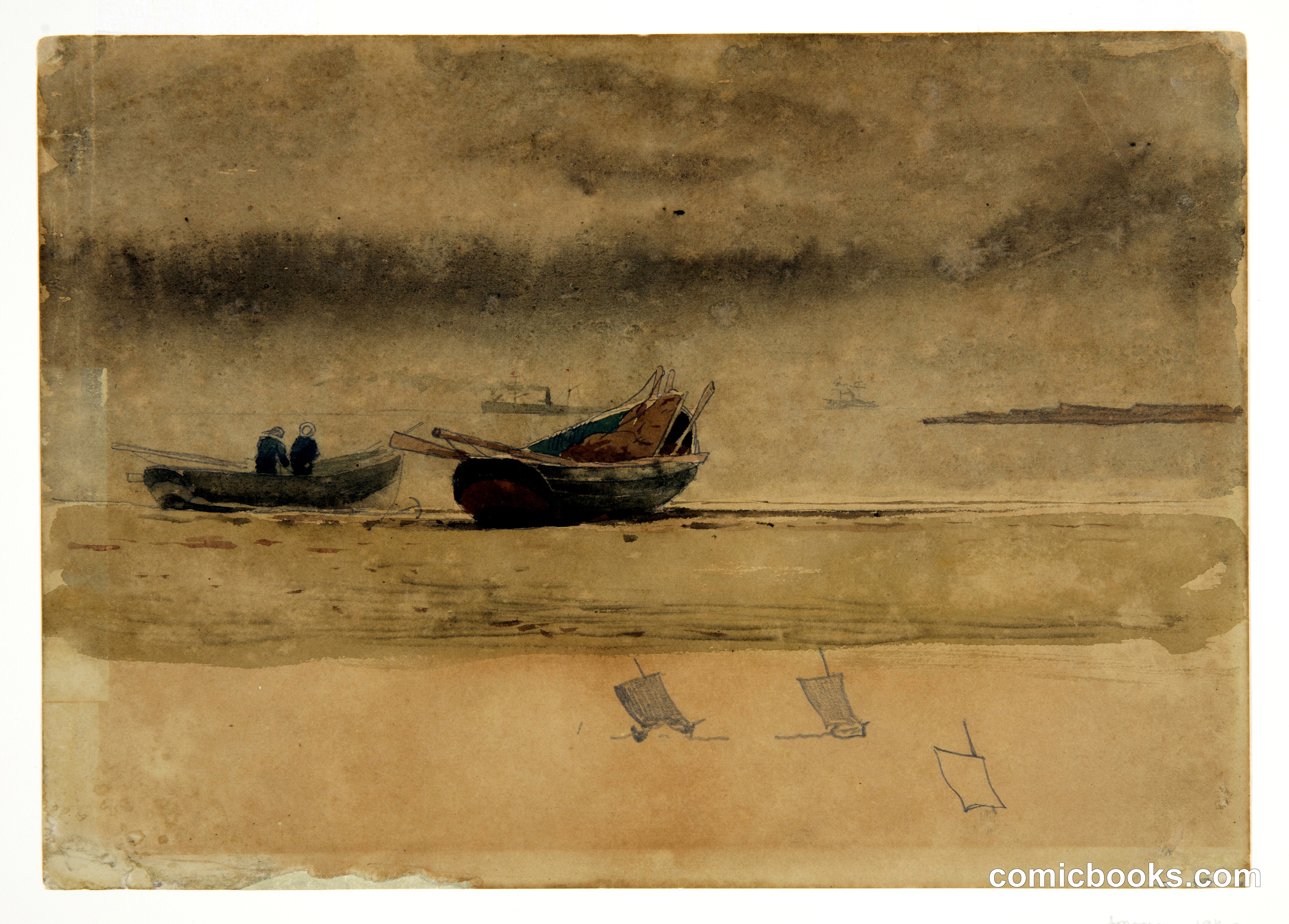 Stern View of Two Rowboats, England