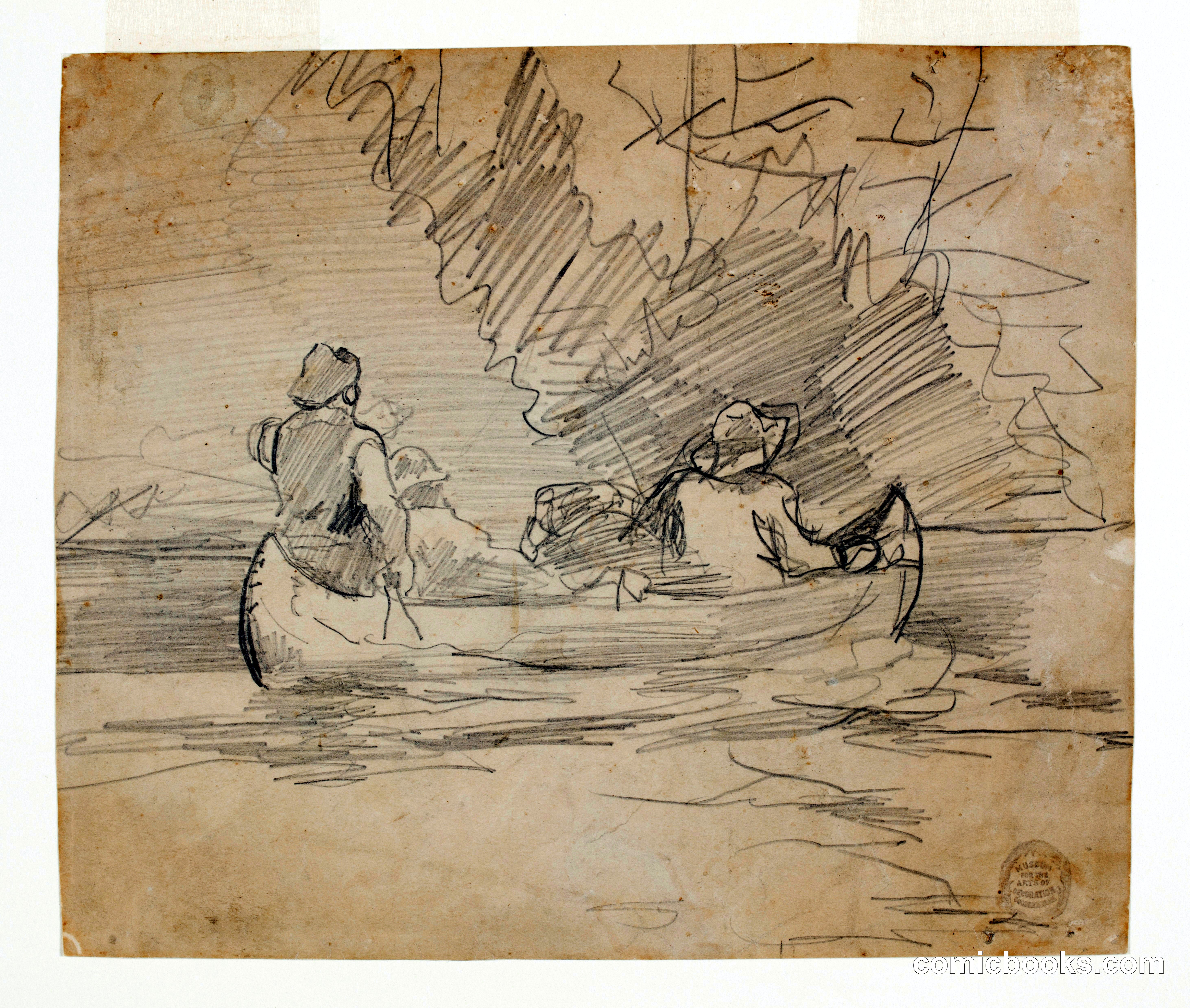 Canoe with Three Men