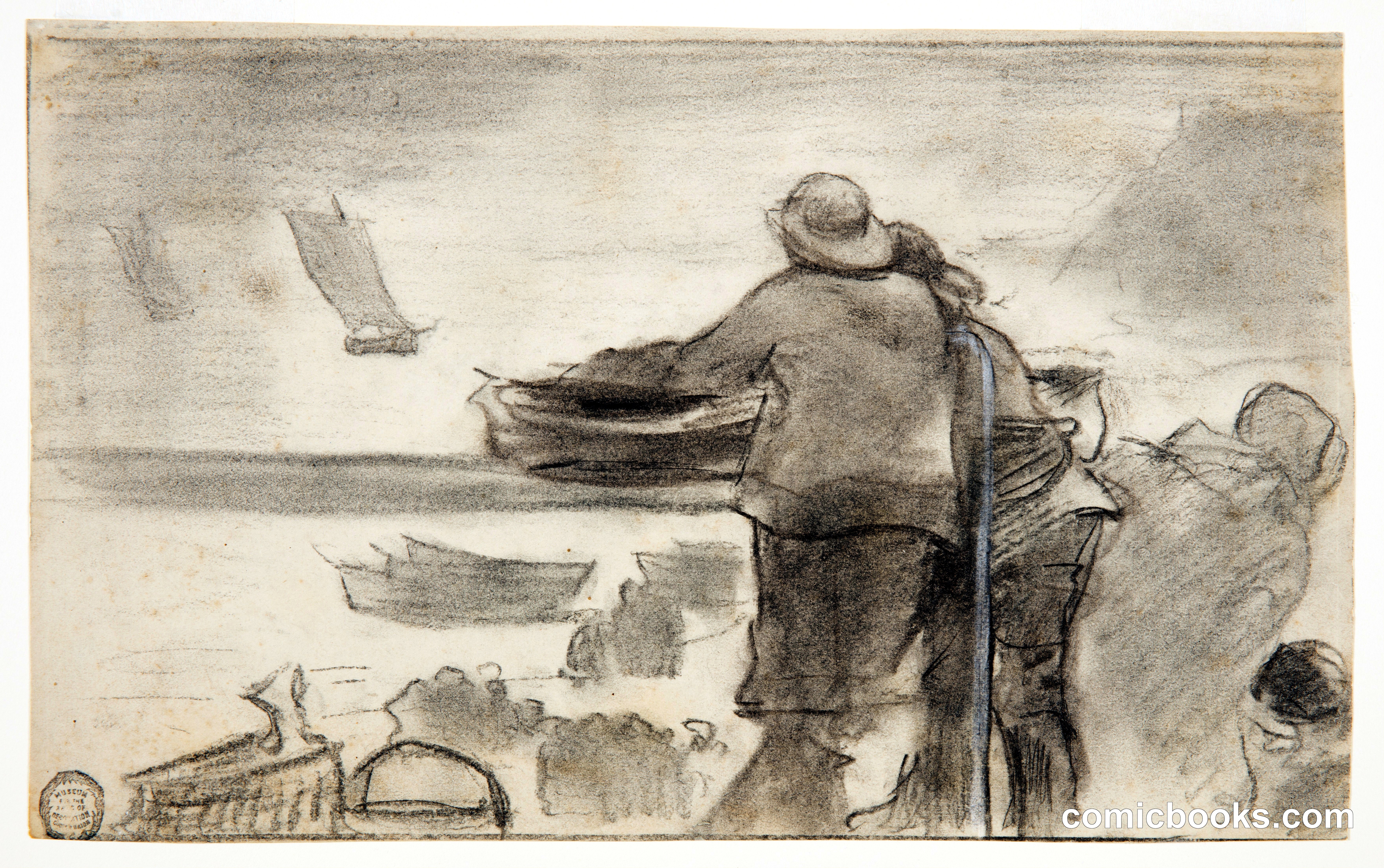 Beach with Boats and People, Cullercoats, England