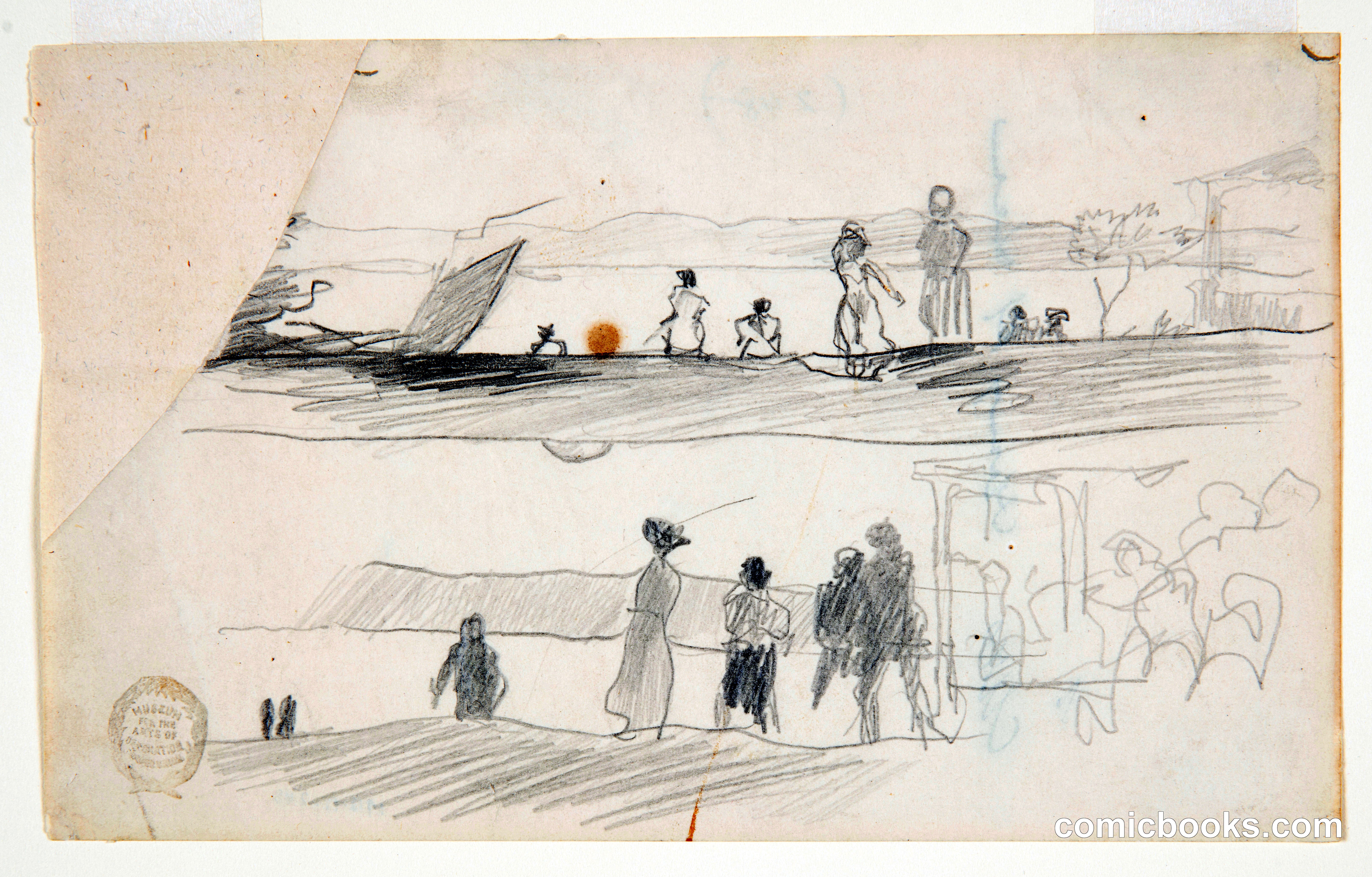 Figures Looking Towards a Bay