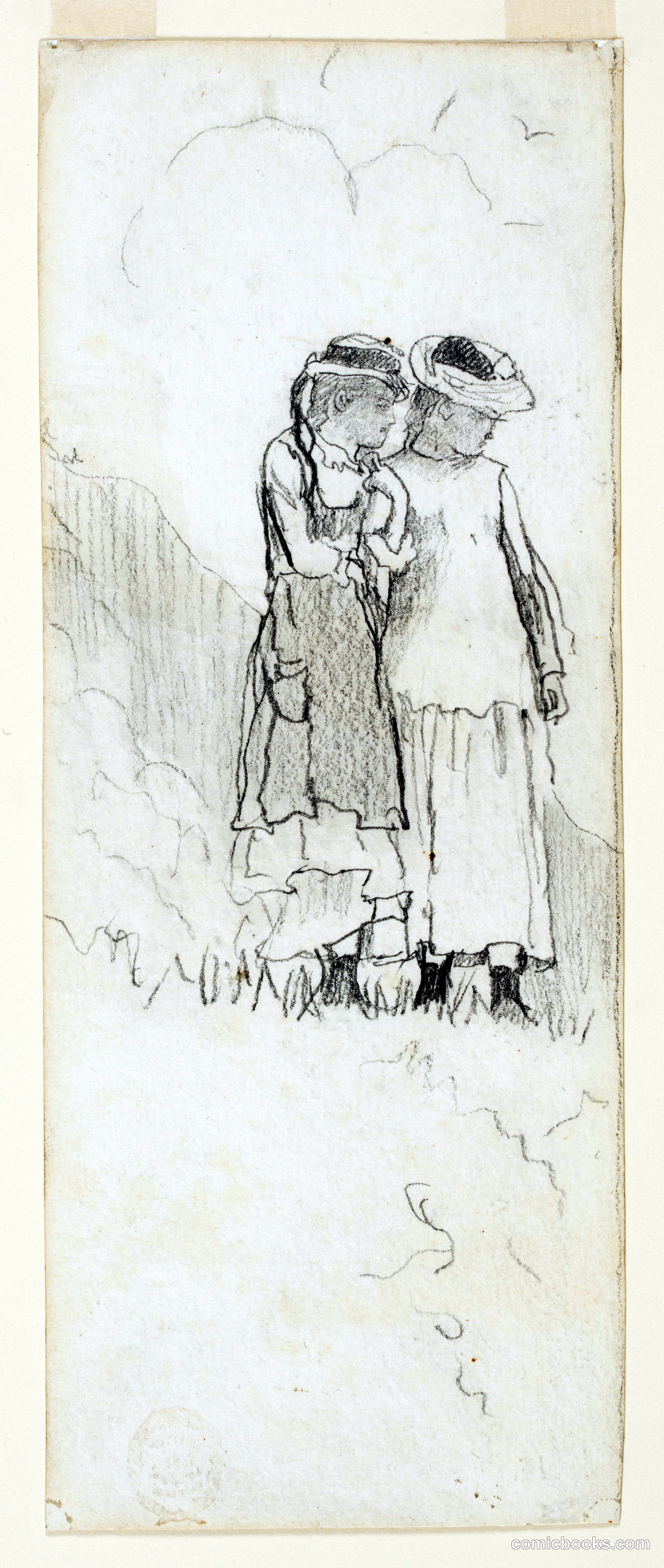 Two Young Girls in a Field