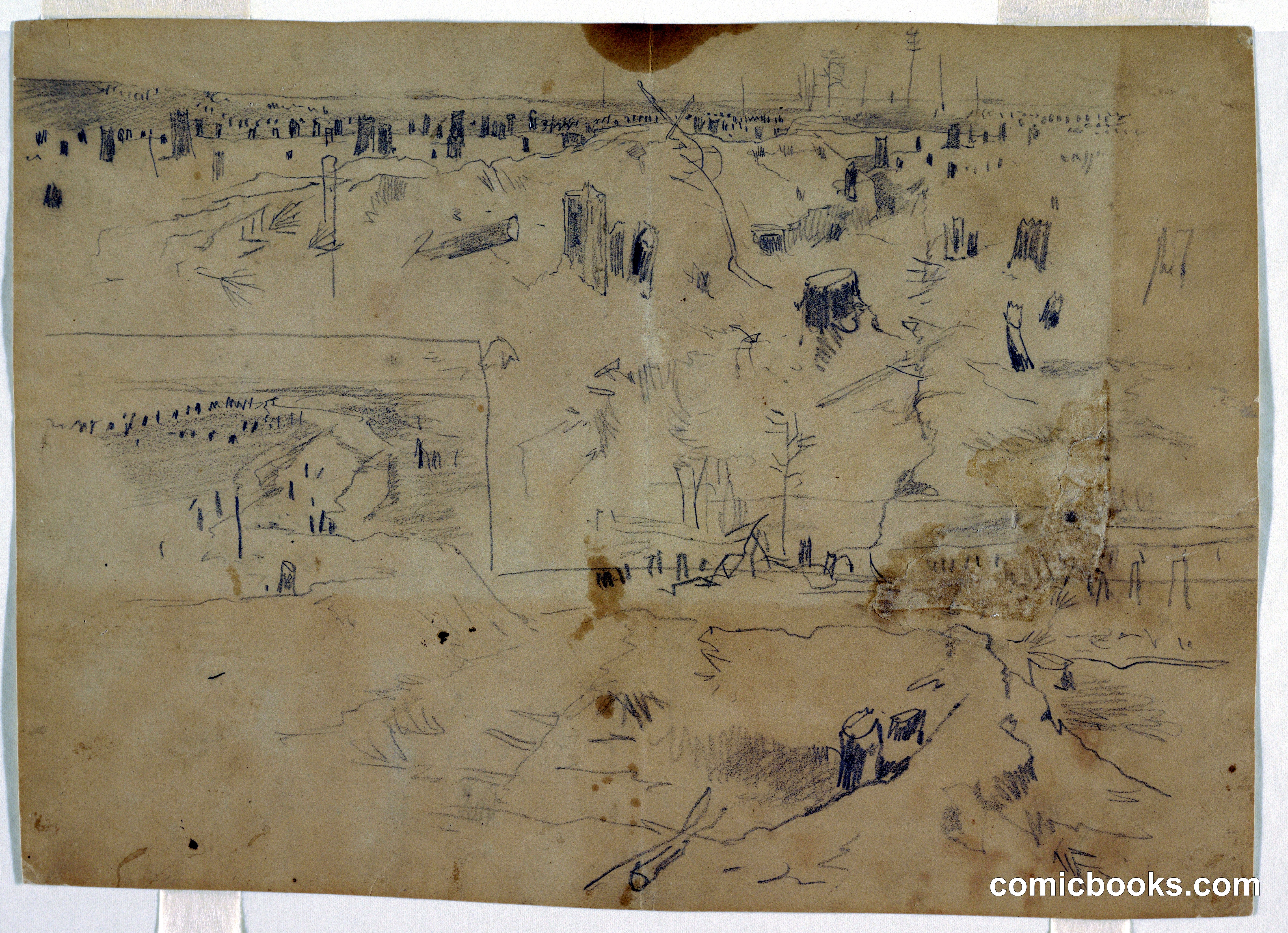 Studies of a Battlefield with Tree Stumps and Blasted Tree Trunks, Petersburg, Virginia