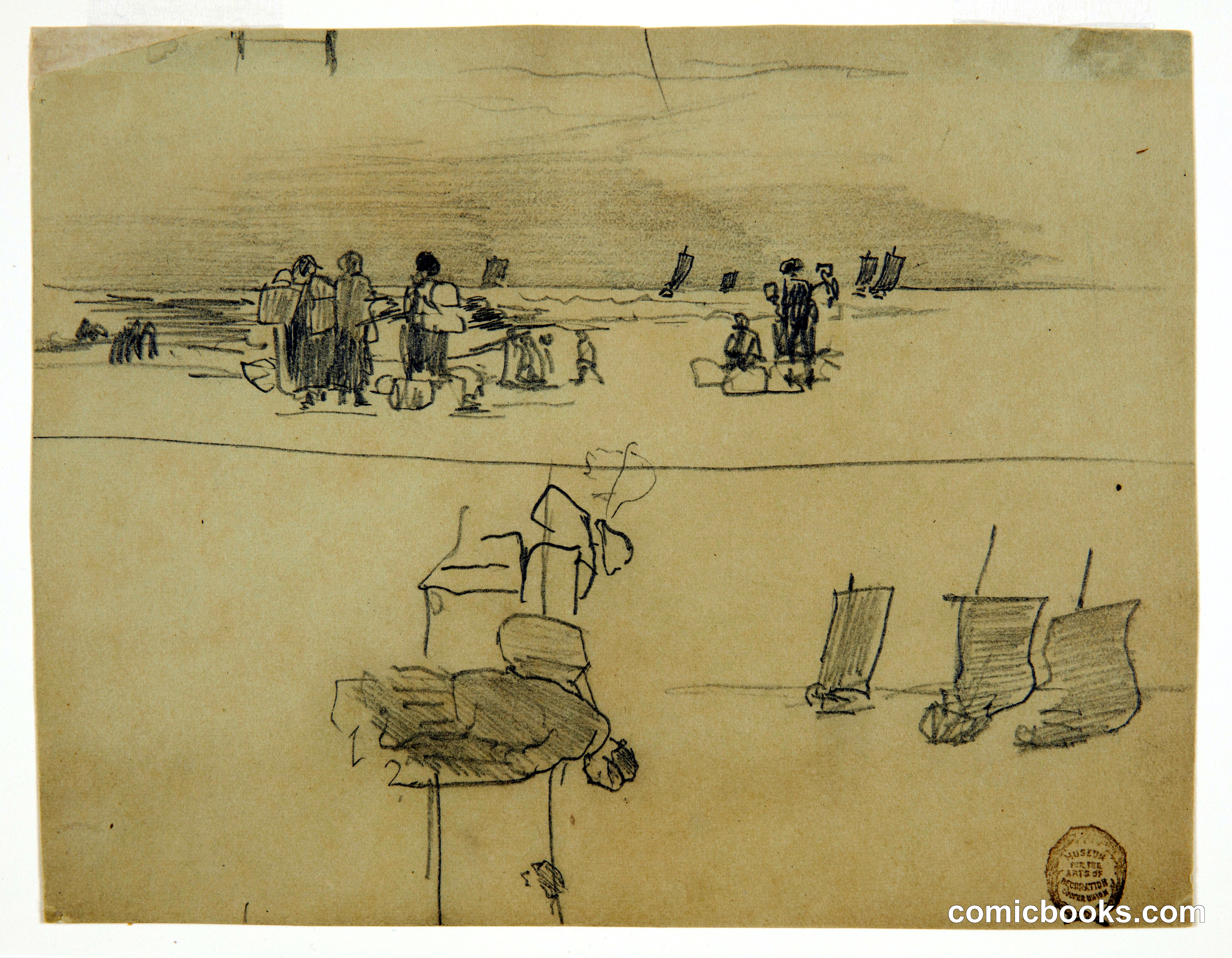 Beach Scene with Women Carrying Baskets, Cullercoats, England