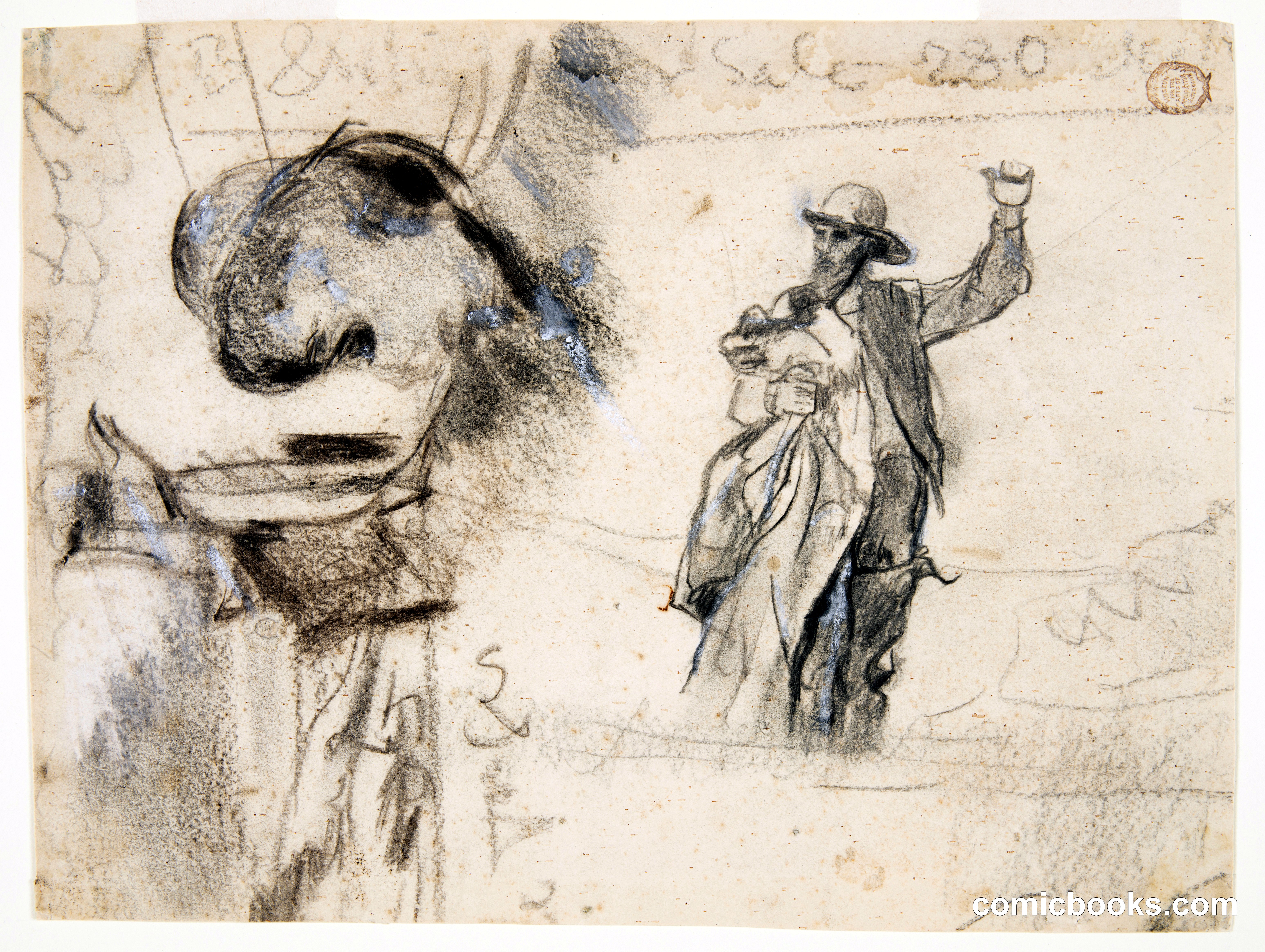 Two Studies of a Sailor with Raised Arm