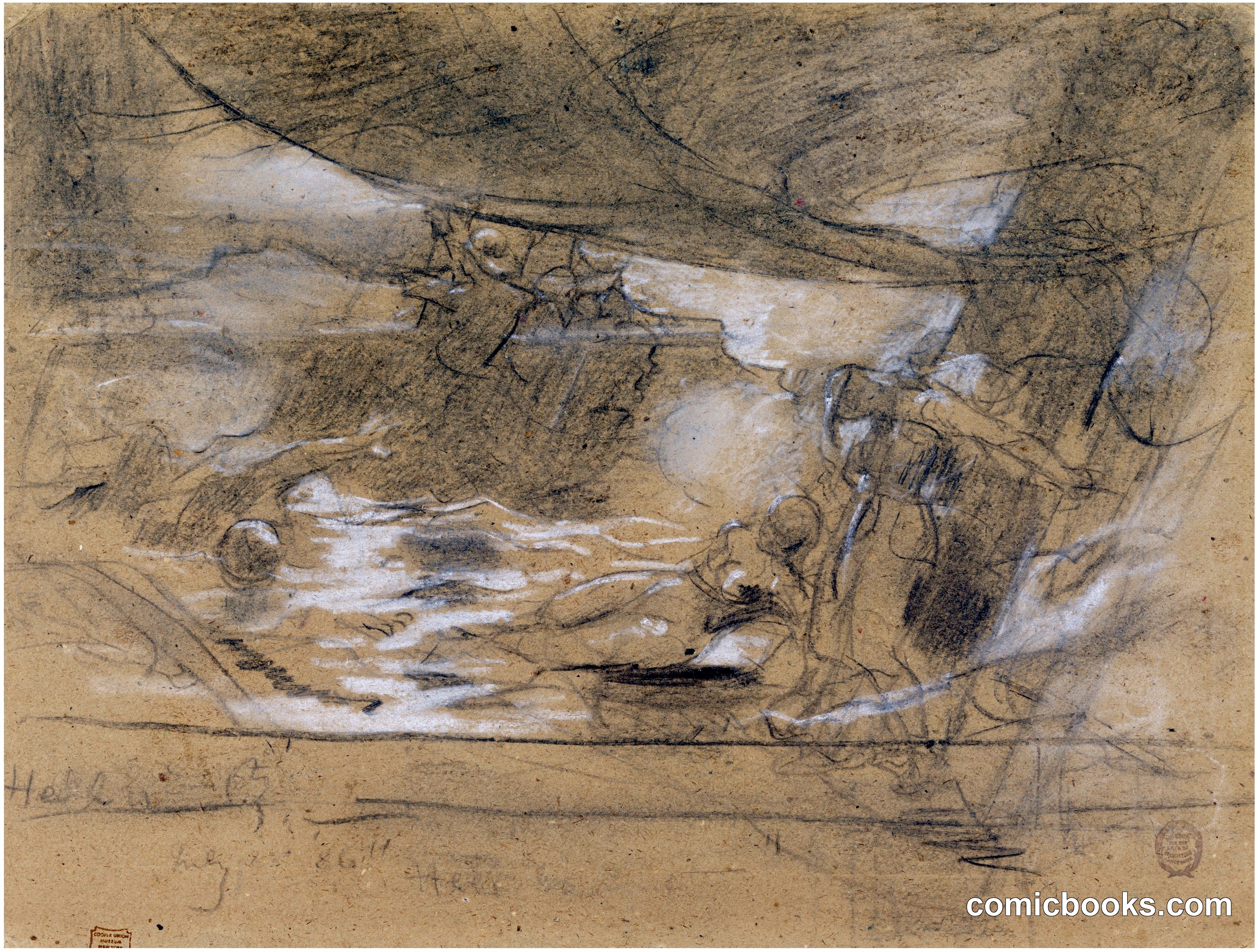 Ship Deck with Two Women Lashed to the Mast