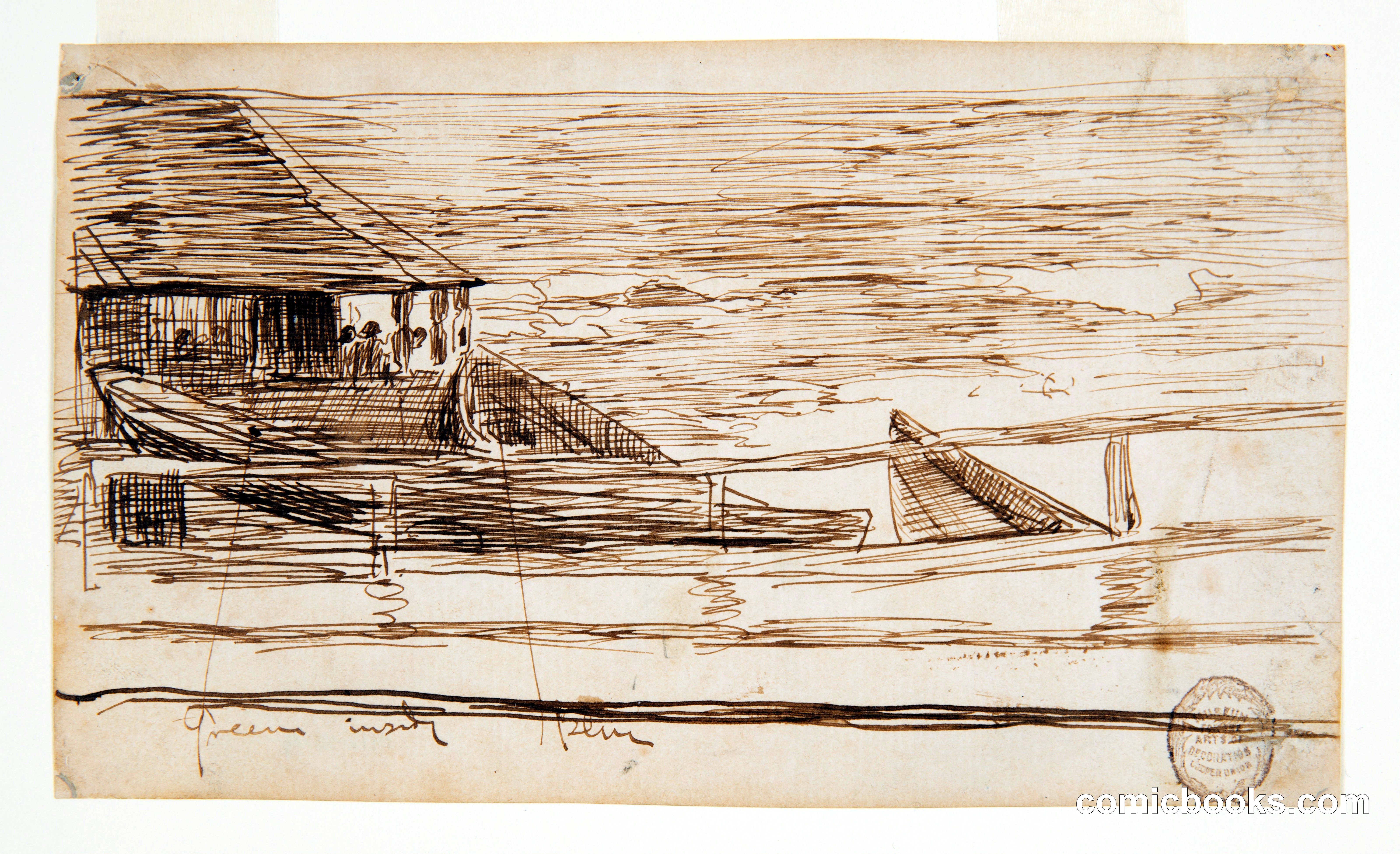 House at a Railing with Beached Dories