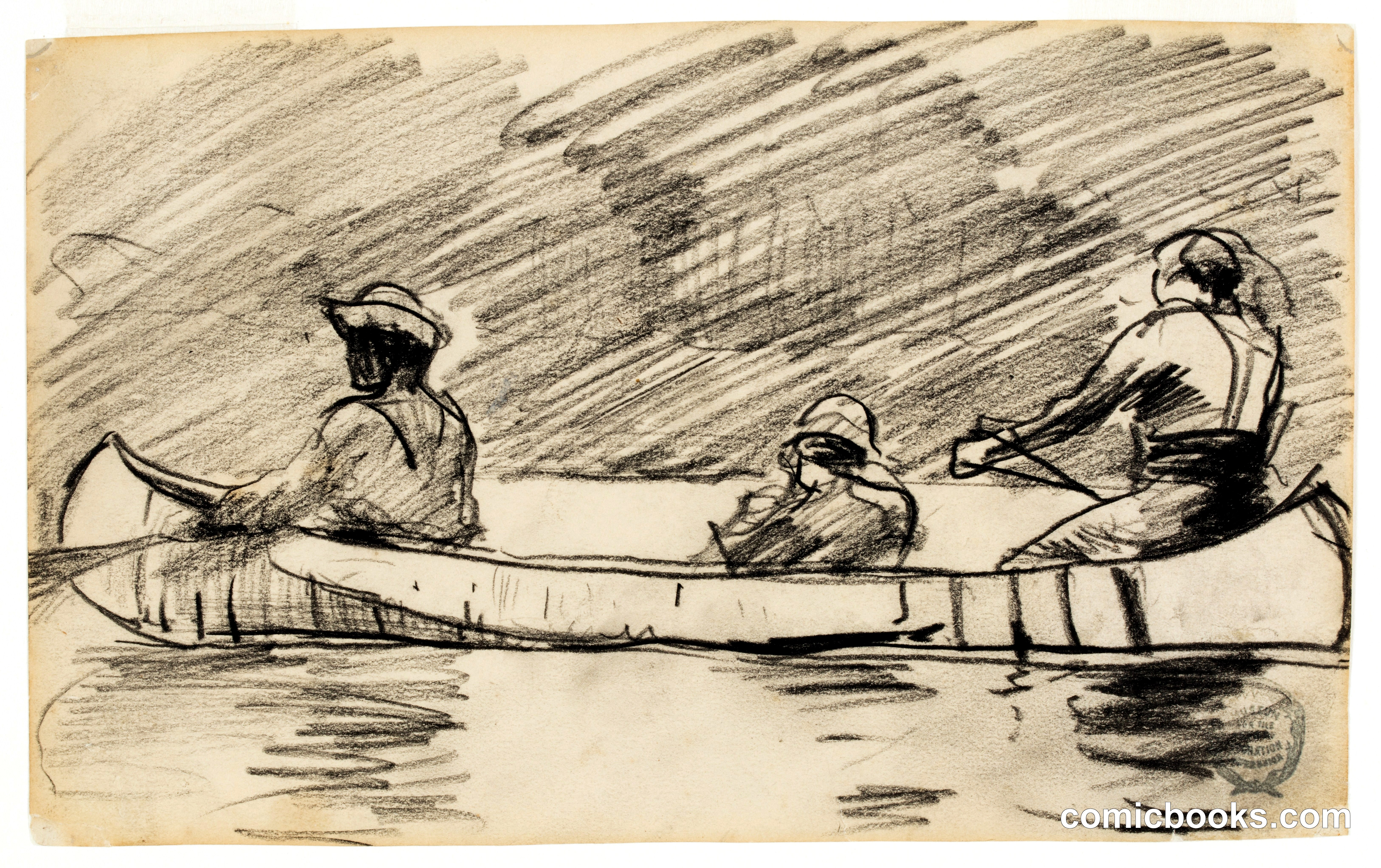 Canoe with Three Men