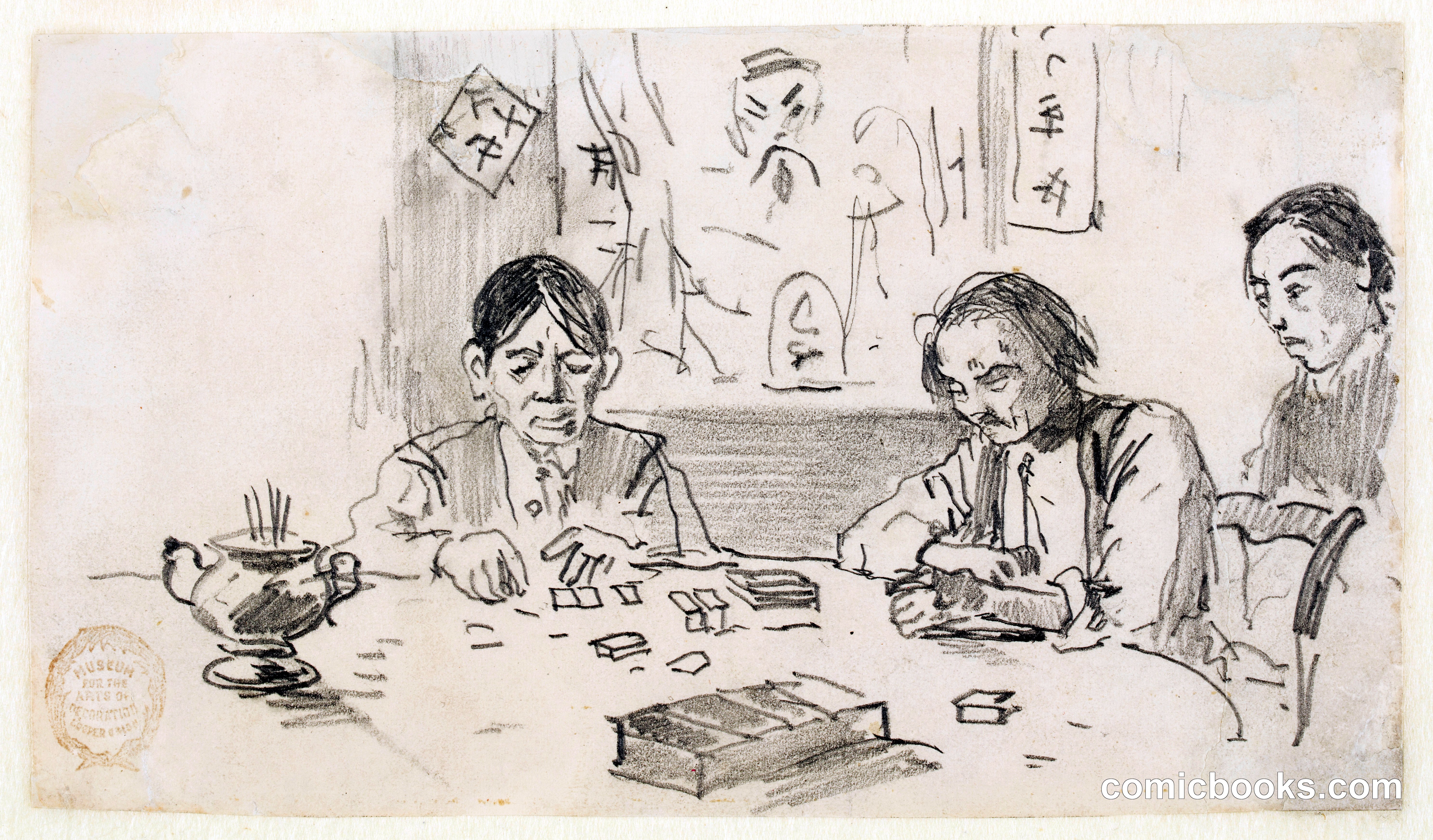 Three Chinese Men Playing Dominoes in a Baxter Street Club-House, New York City