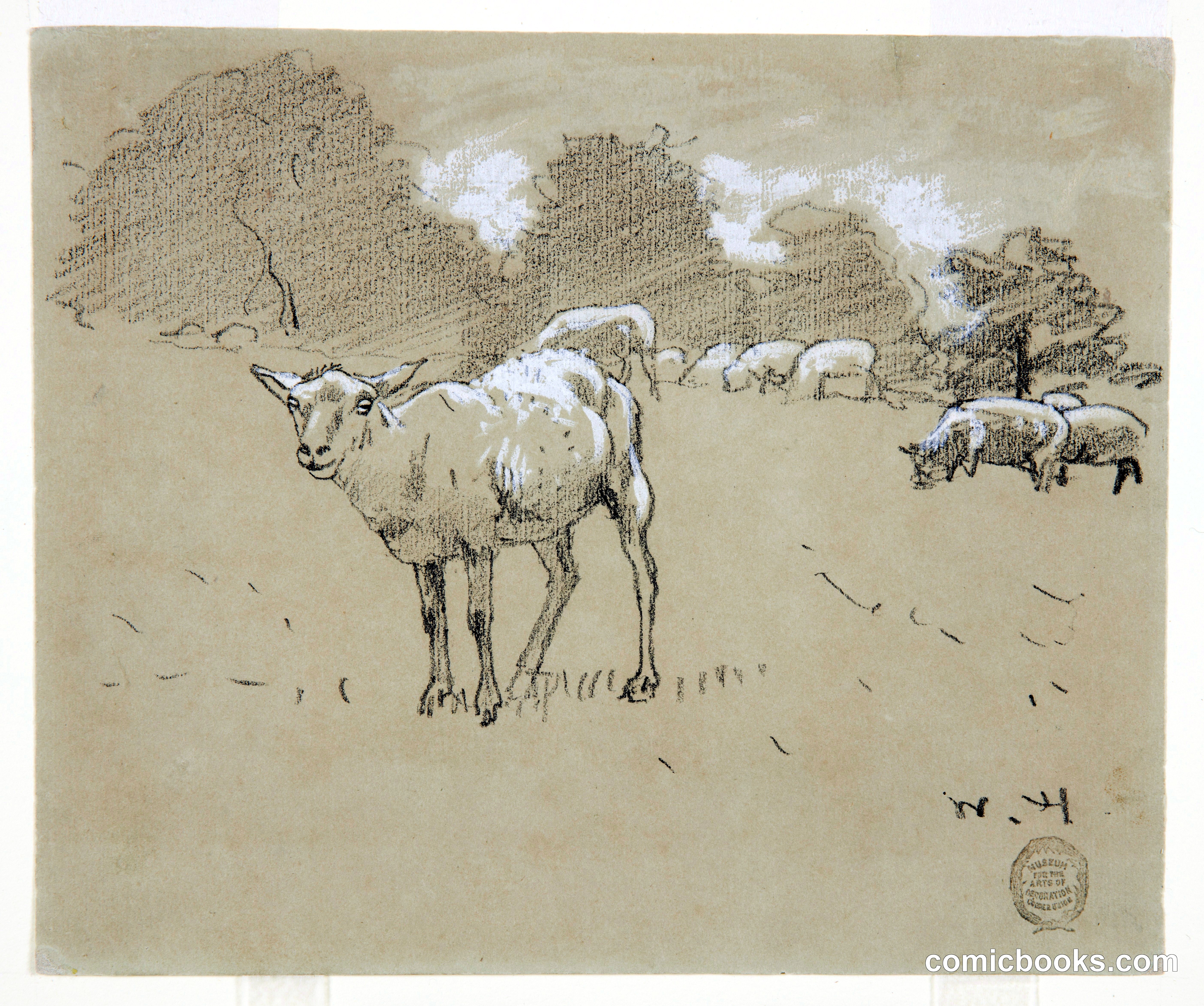Sheep Grazing in a Field