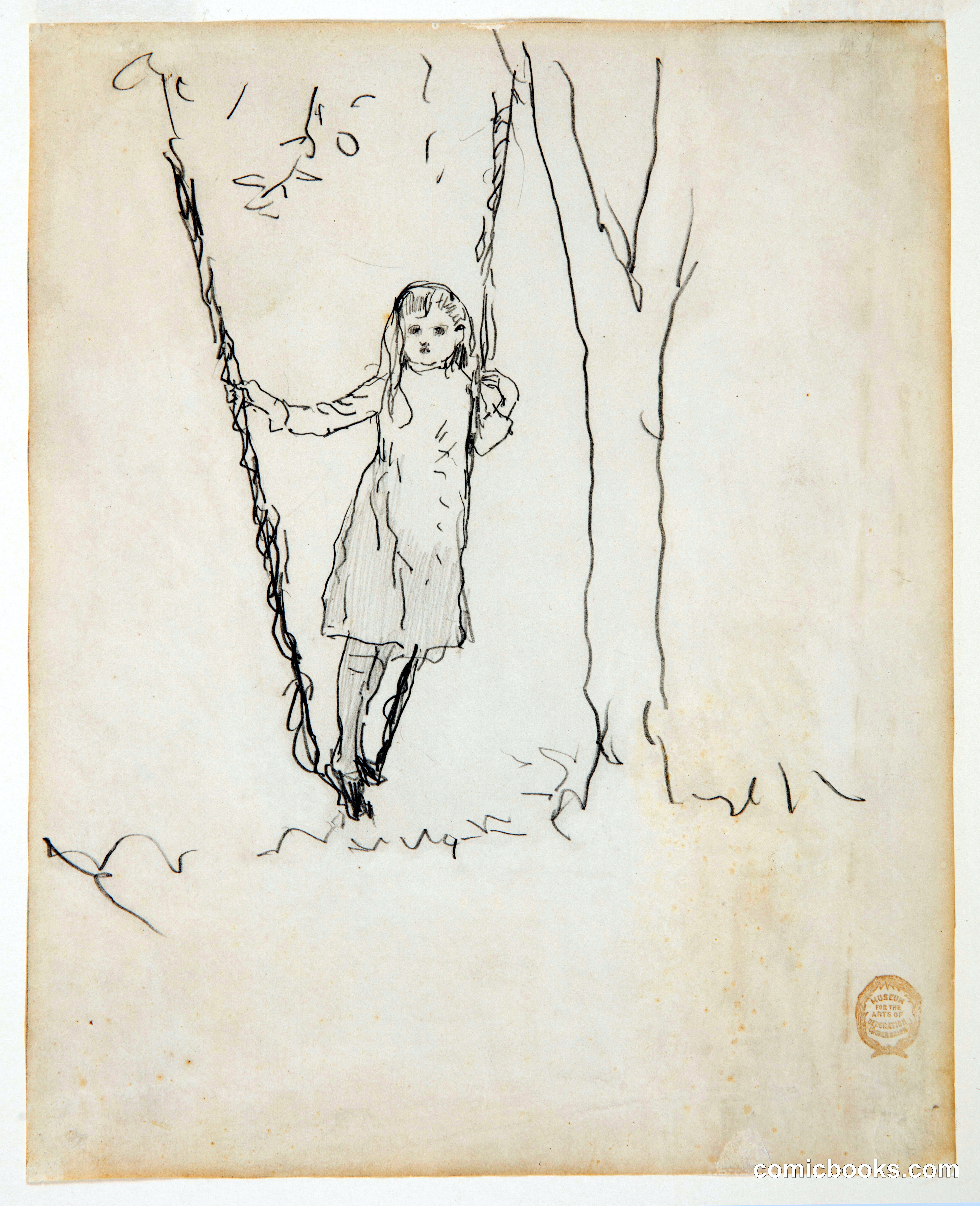 Girl Standing on a Swing