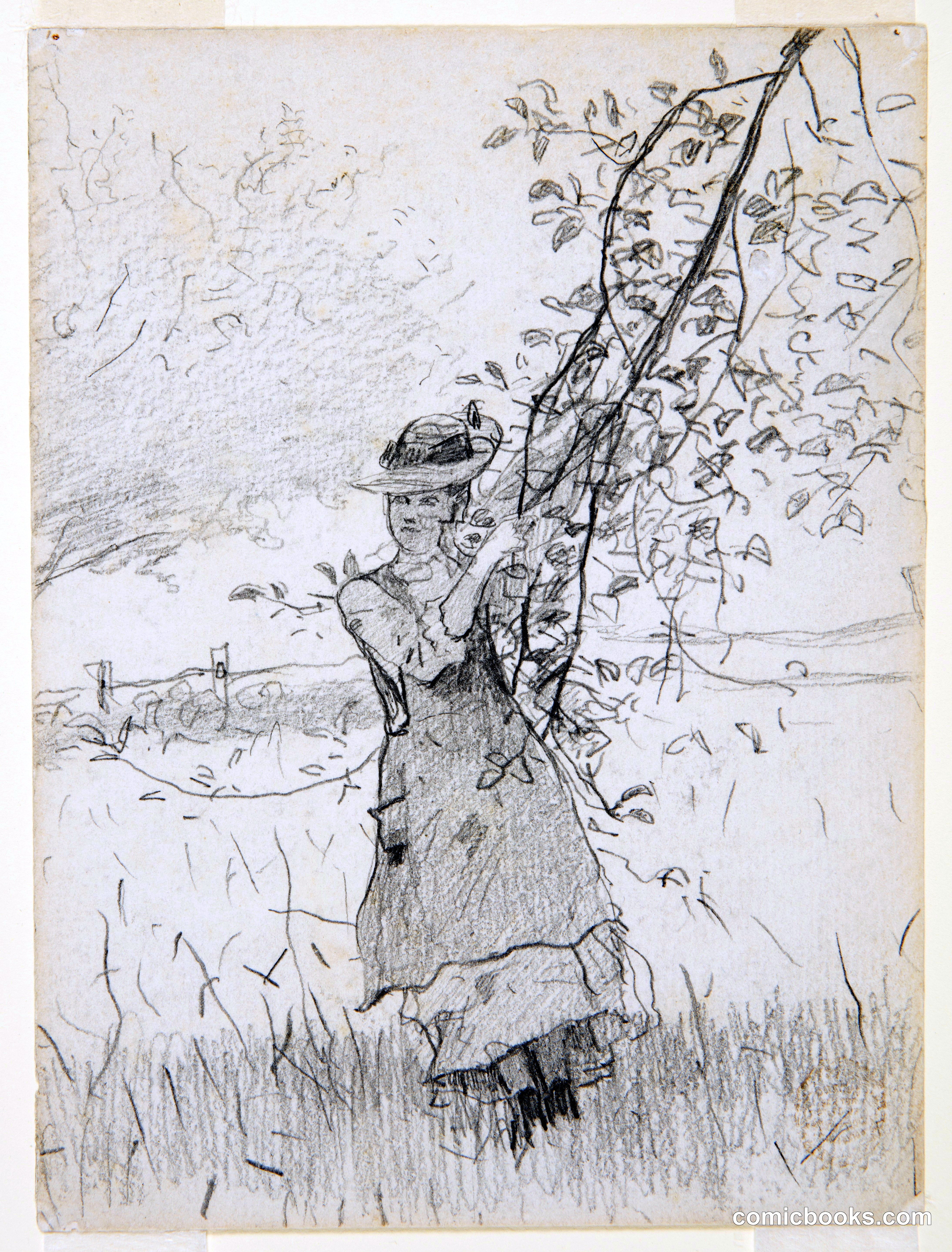Girl Holding a Branch of an Apple Tree