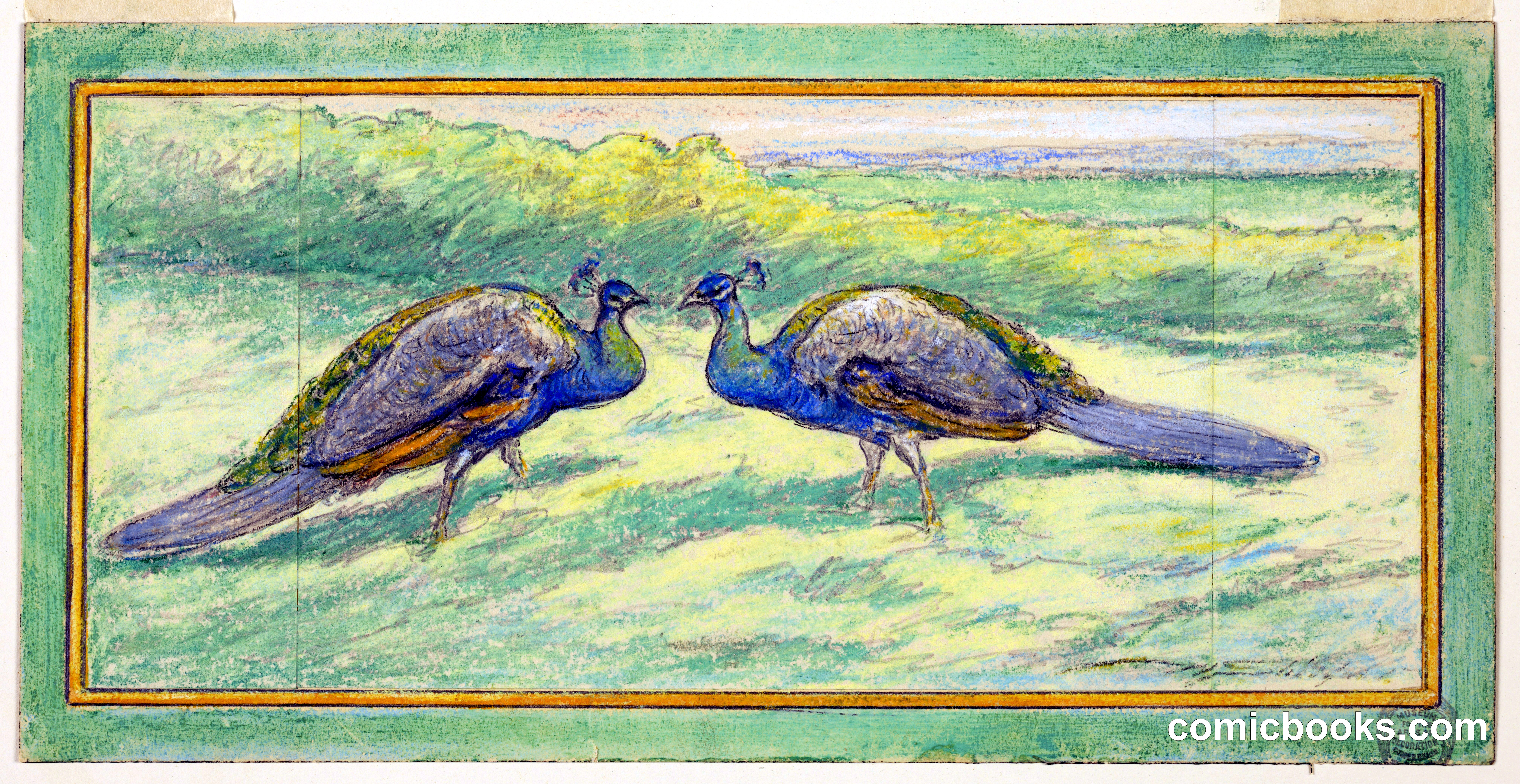 Two Peacocks in a Landscape