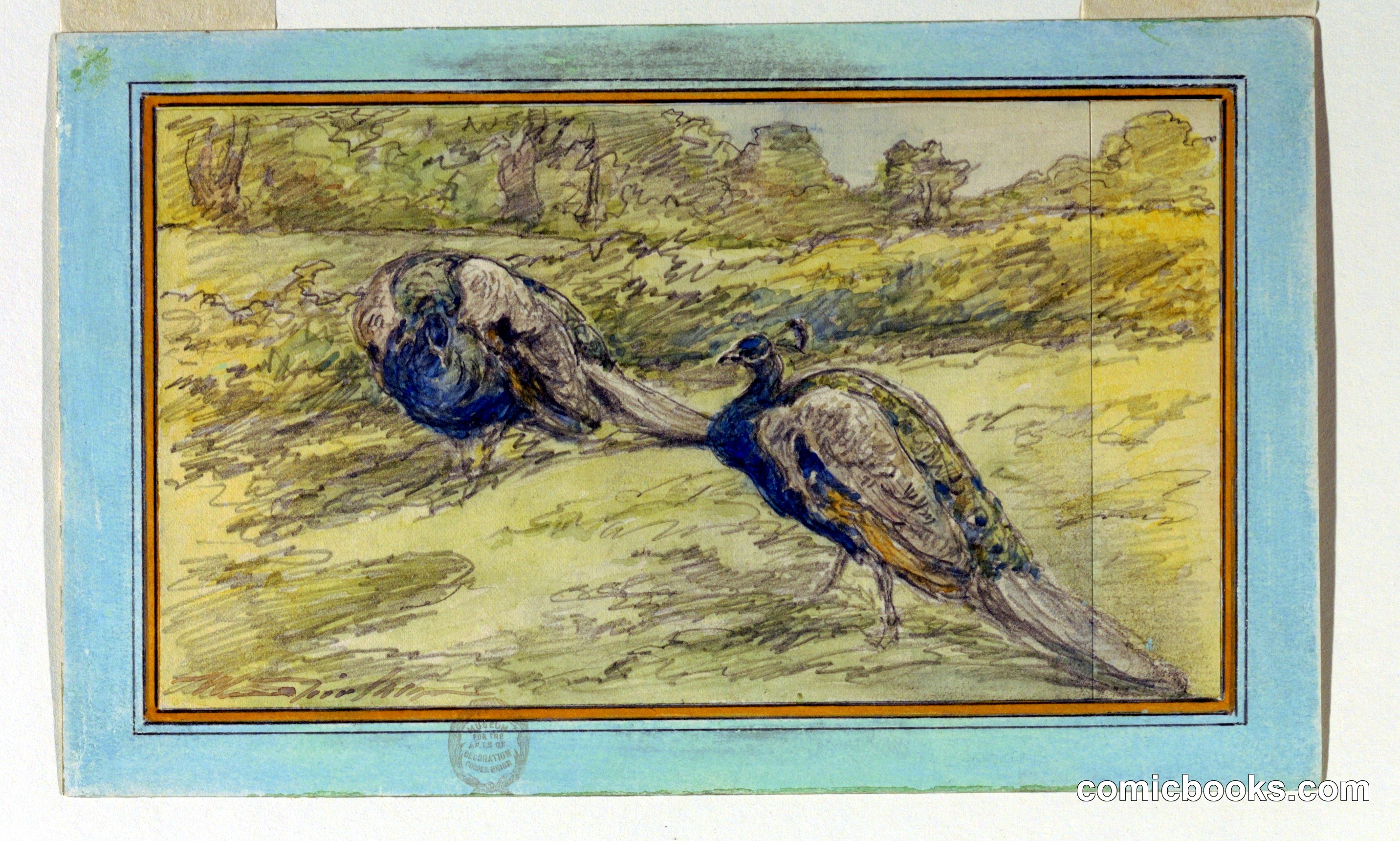 Two Peacocks in a Landscape