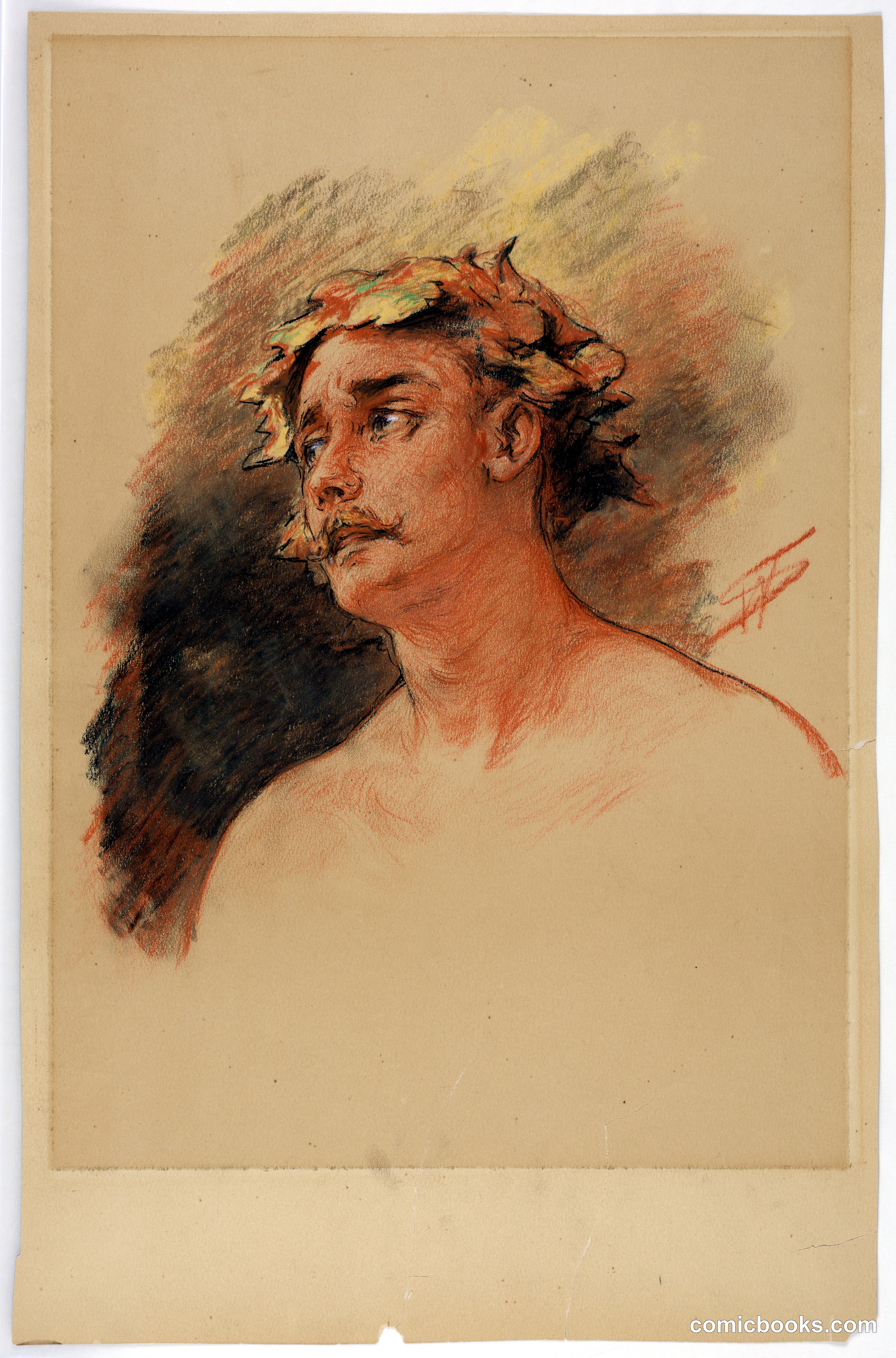 Bust of Man Crowned with Vine Wreath