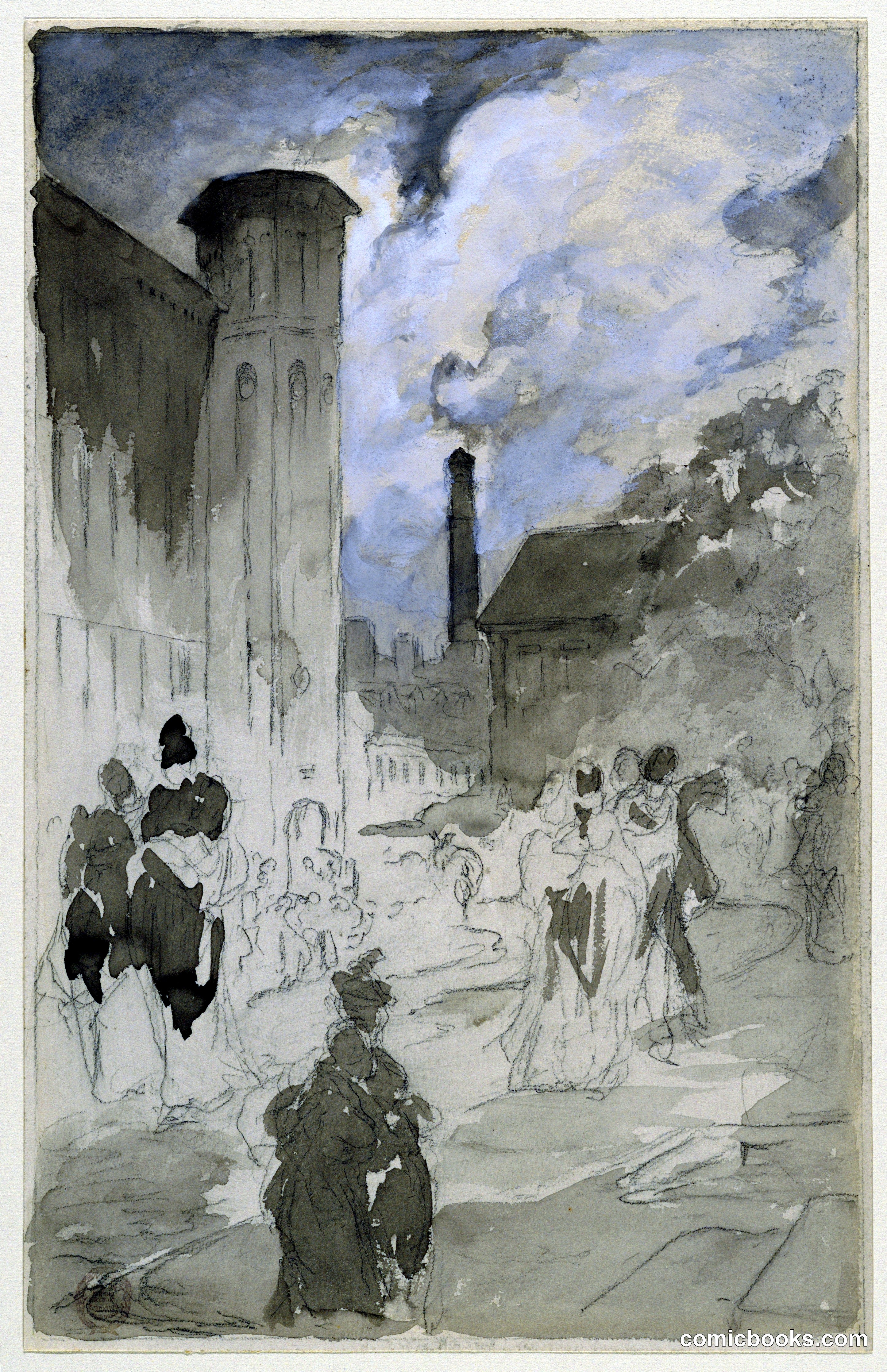 Town Square (Study for an Illustration)