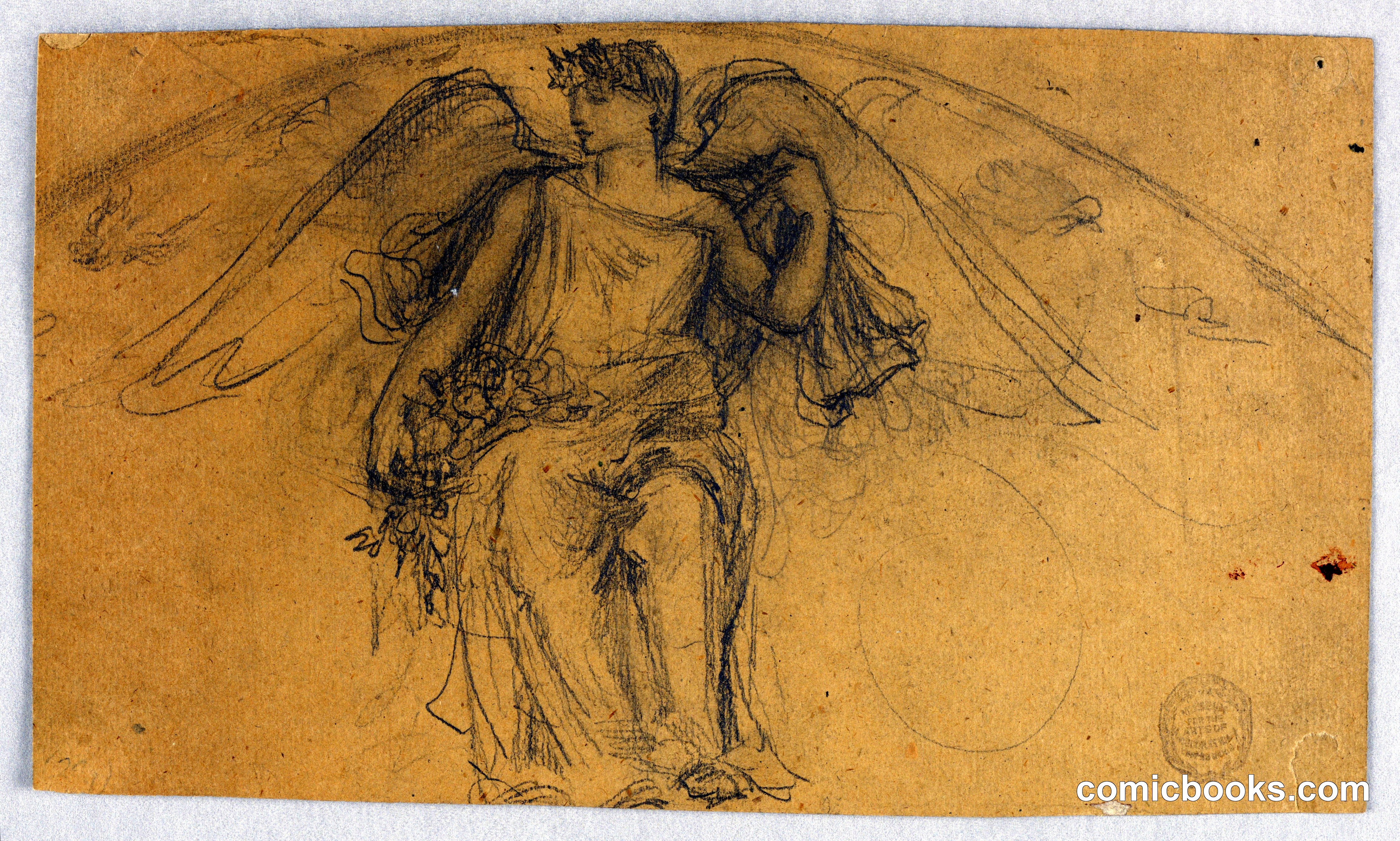 Sketch of Angel with Flowers