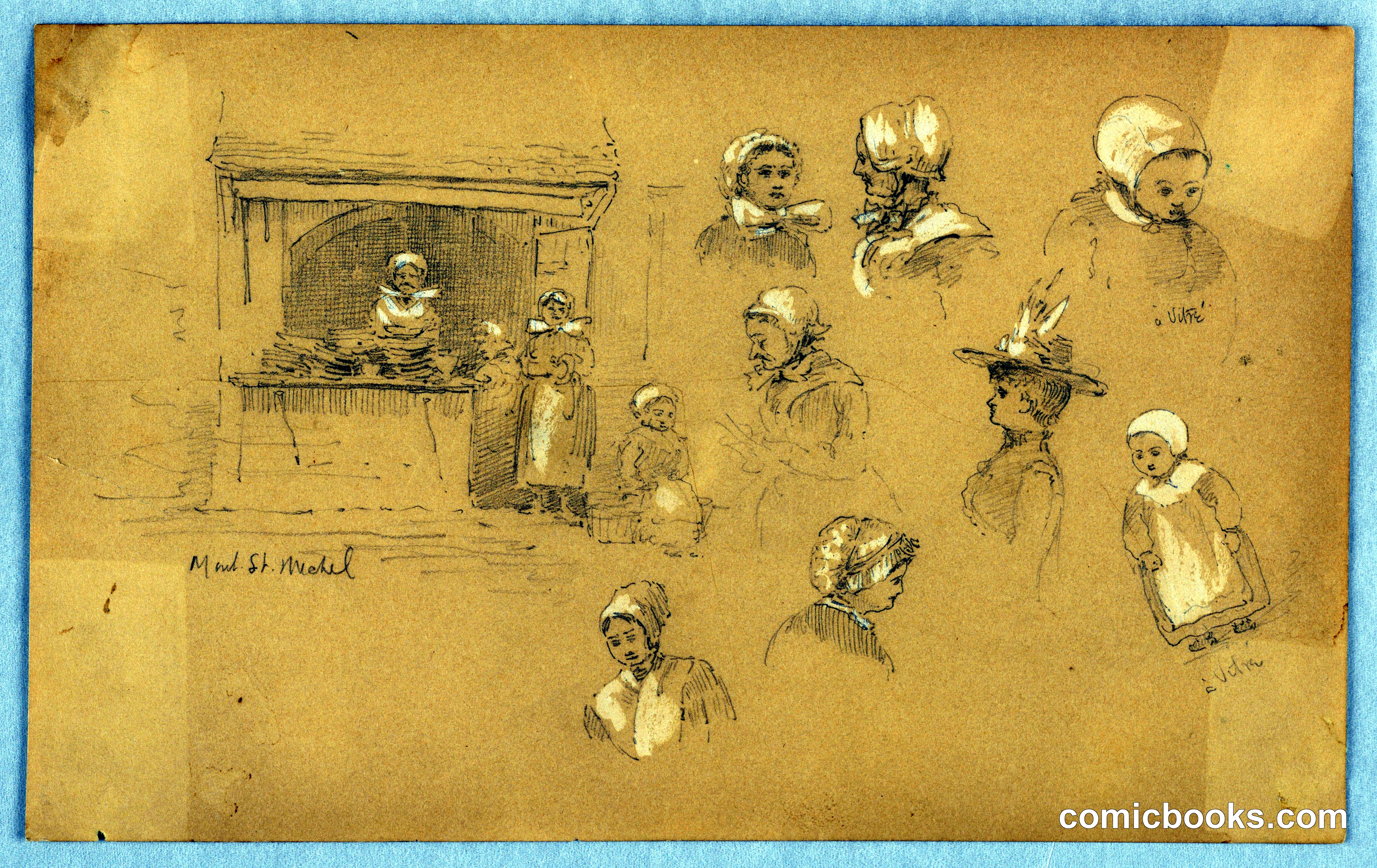 Sketches of Townspeople in Mont St. Michel and Vitré