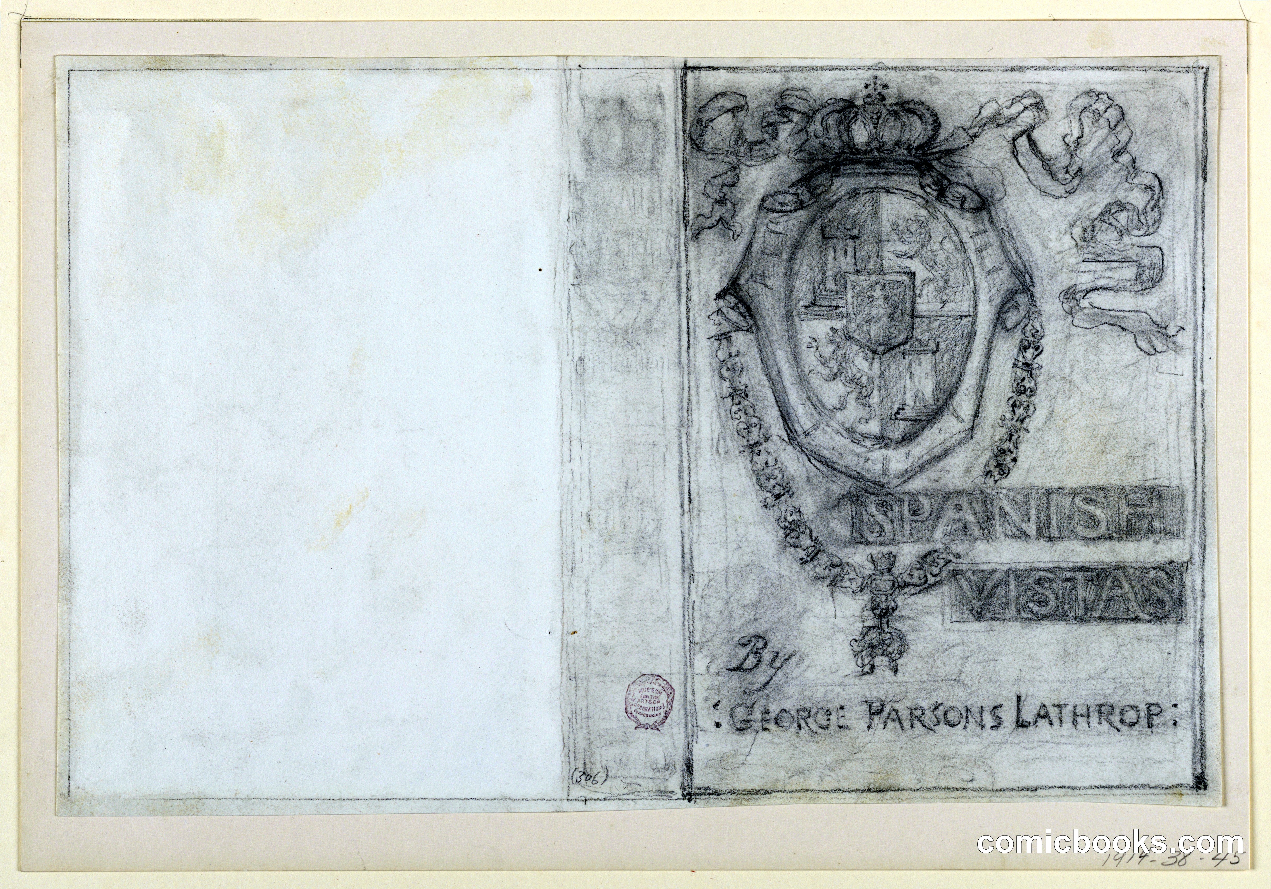 Design for Front and Spine of Bookbinding for 'Spanish Vistas'