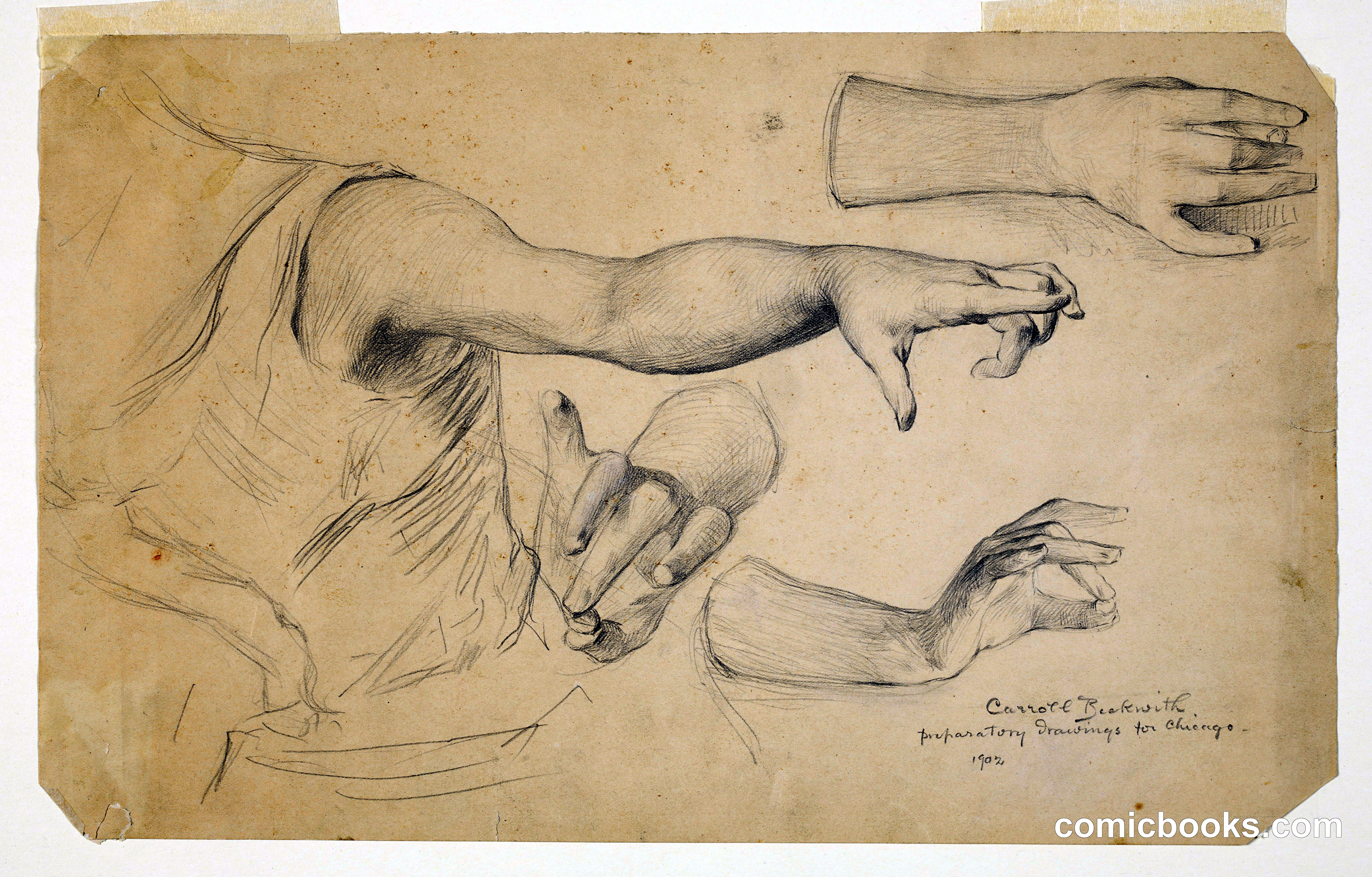 Studies of Hands for Dome of Manufactures and Liberal Arts Building, World's Columbian Exposition, Chicago, IL