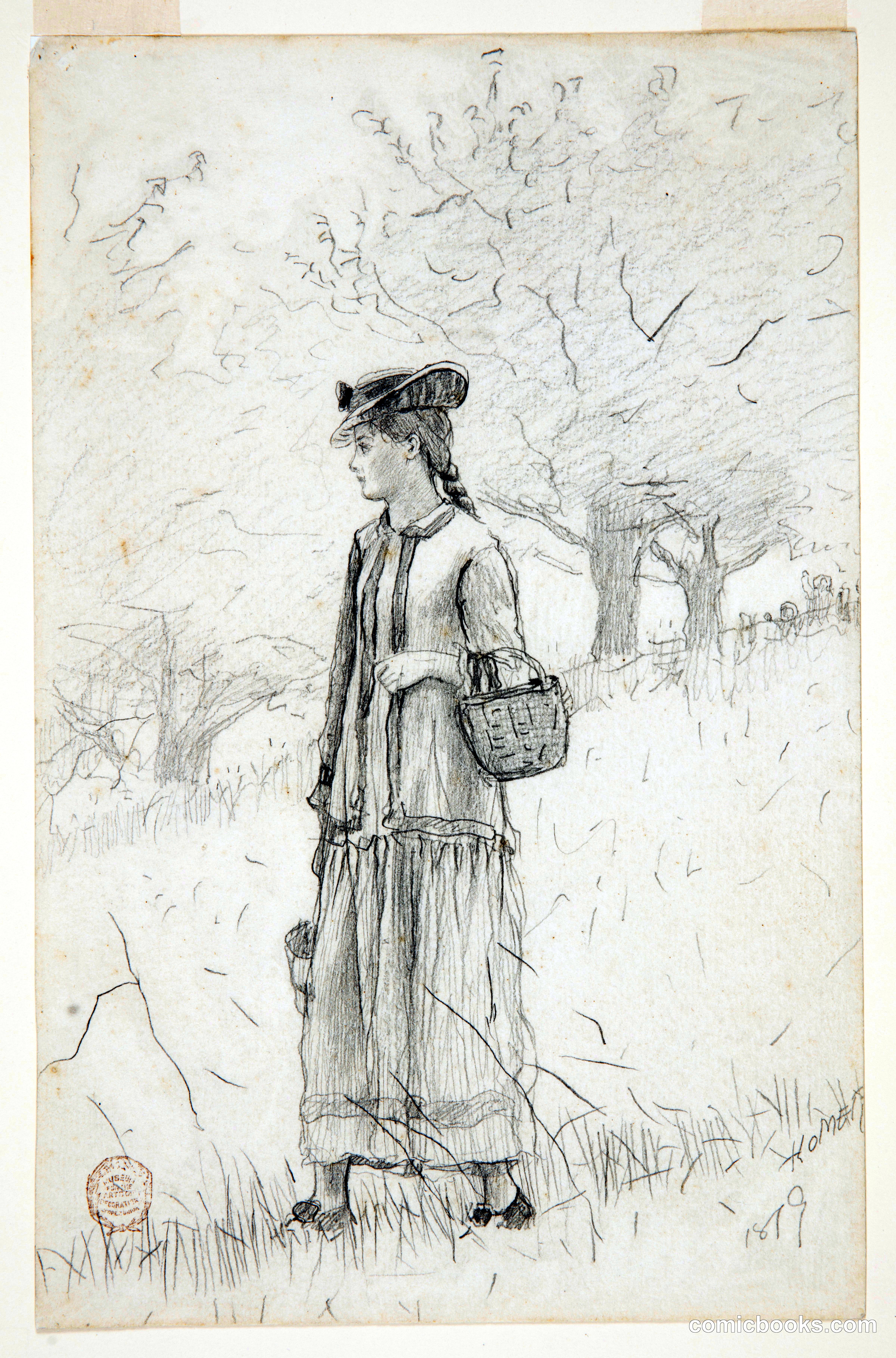 Young Woman Carrying a Basket