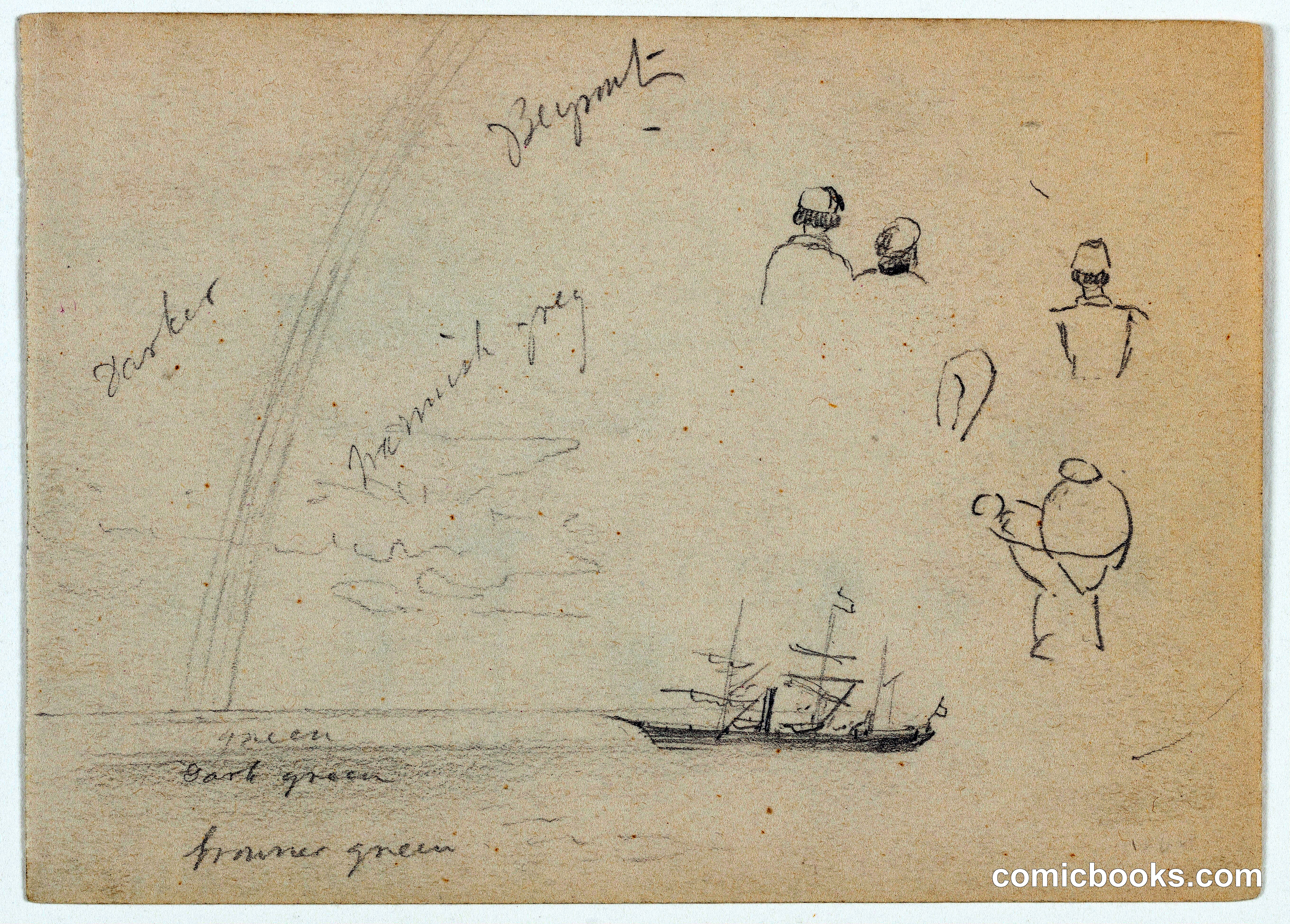 Rainbow over the Mediterranean with Figure Sketches, Beirut, Lebanon