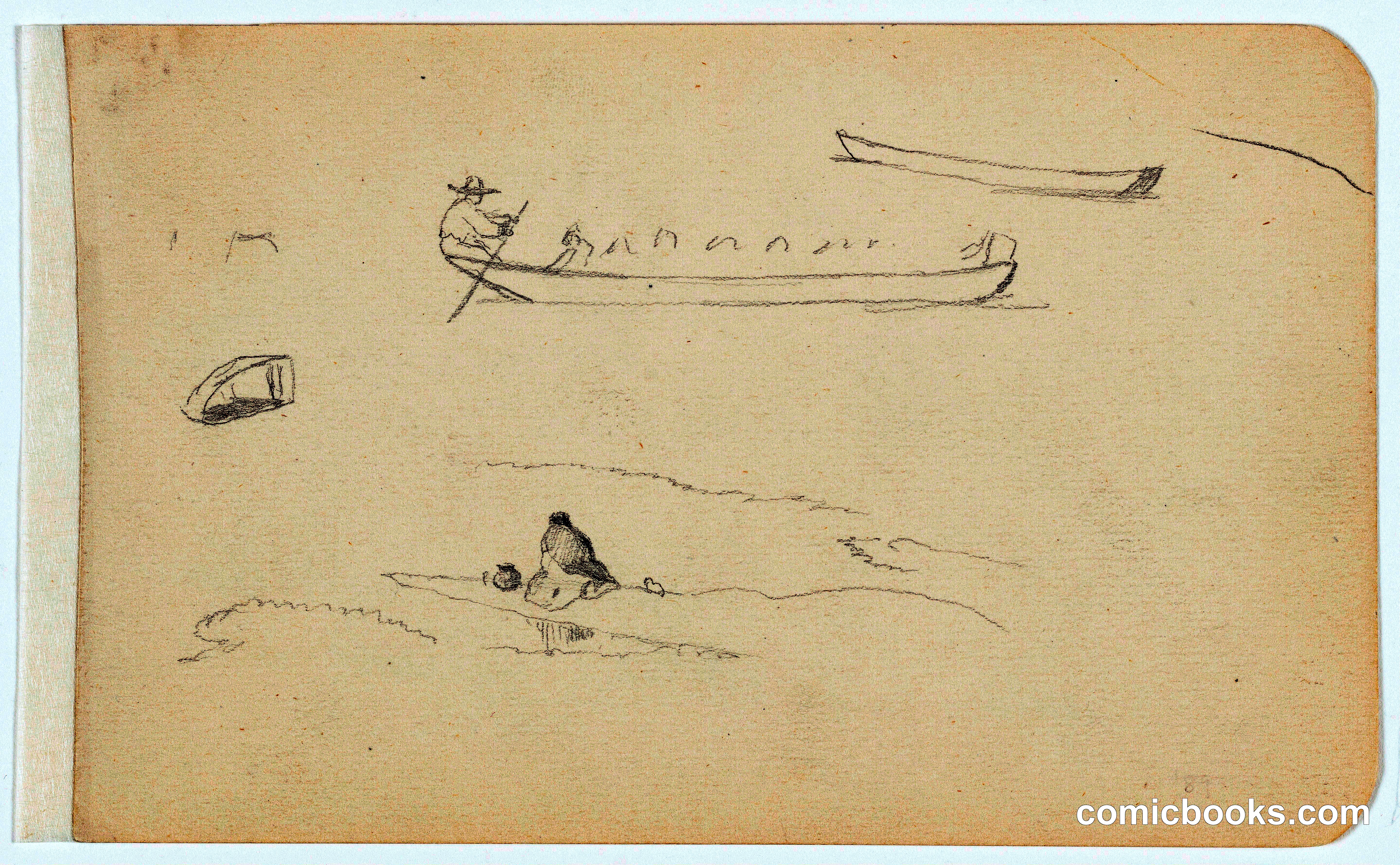 Sketches of Canoes and Figures, Mexico