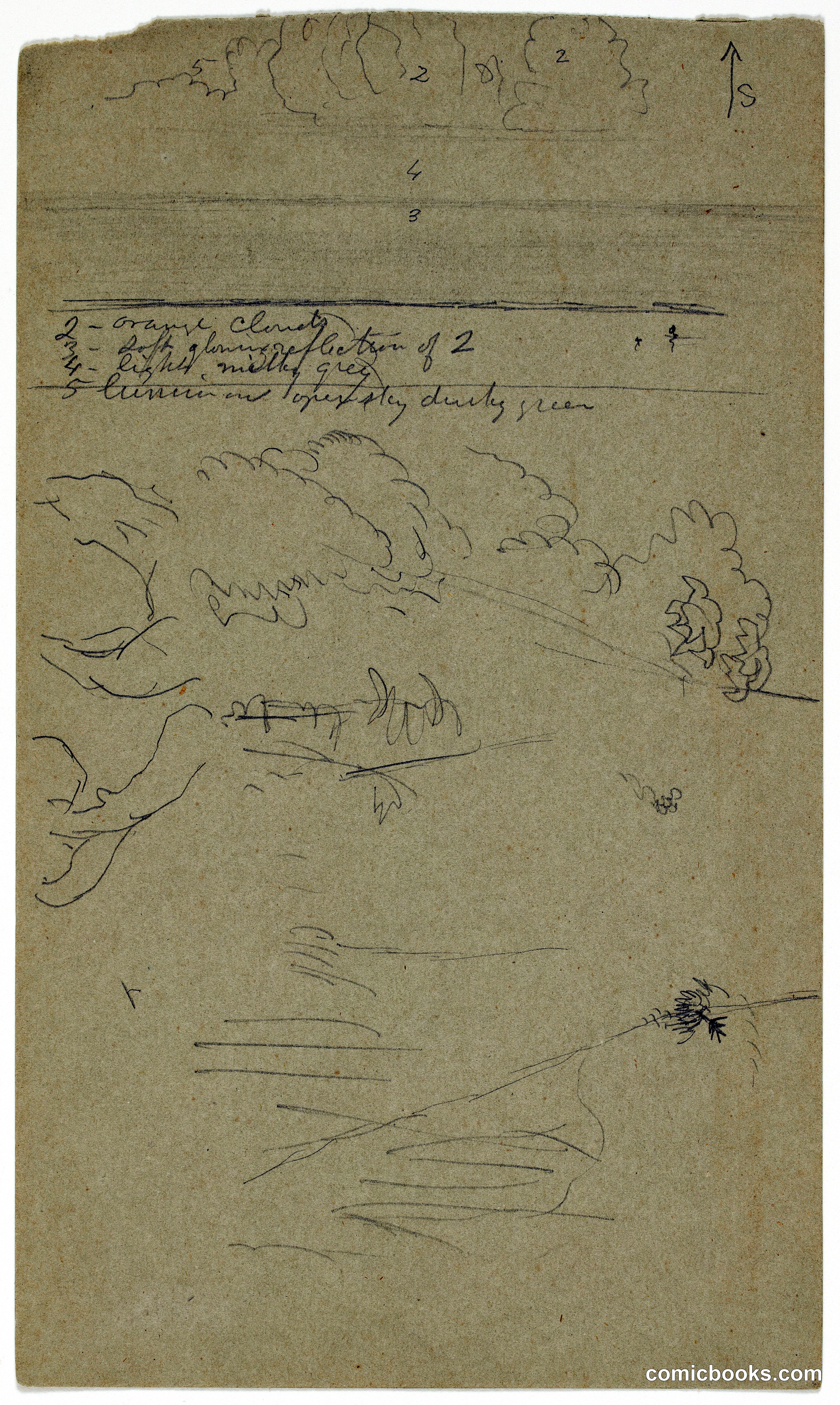 Sketch of a Tree Trunk and a View at Sea, Jamaica