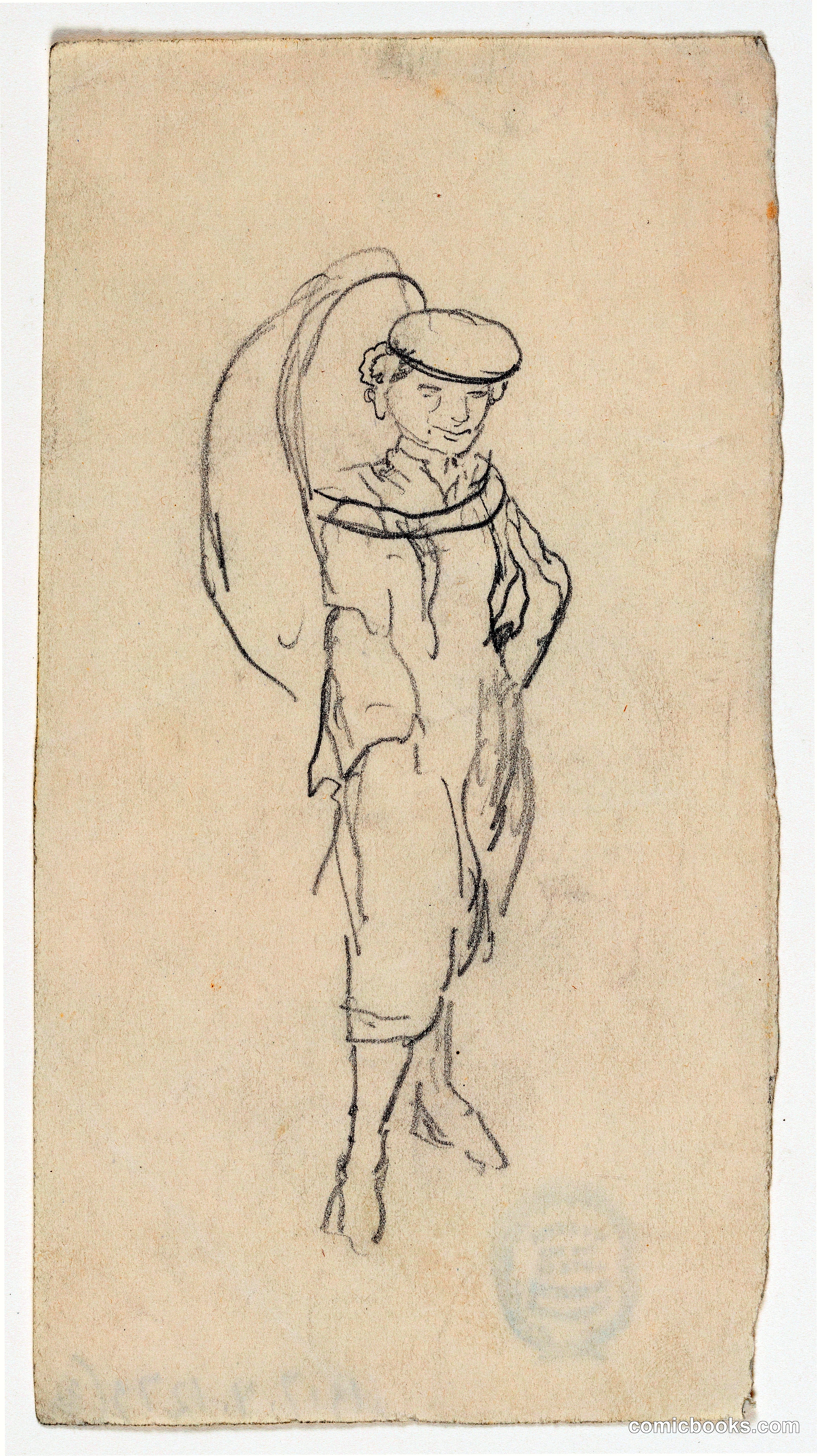 Sketch of a Man Carrying a Basket