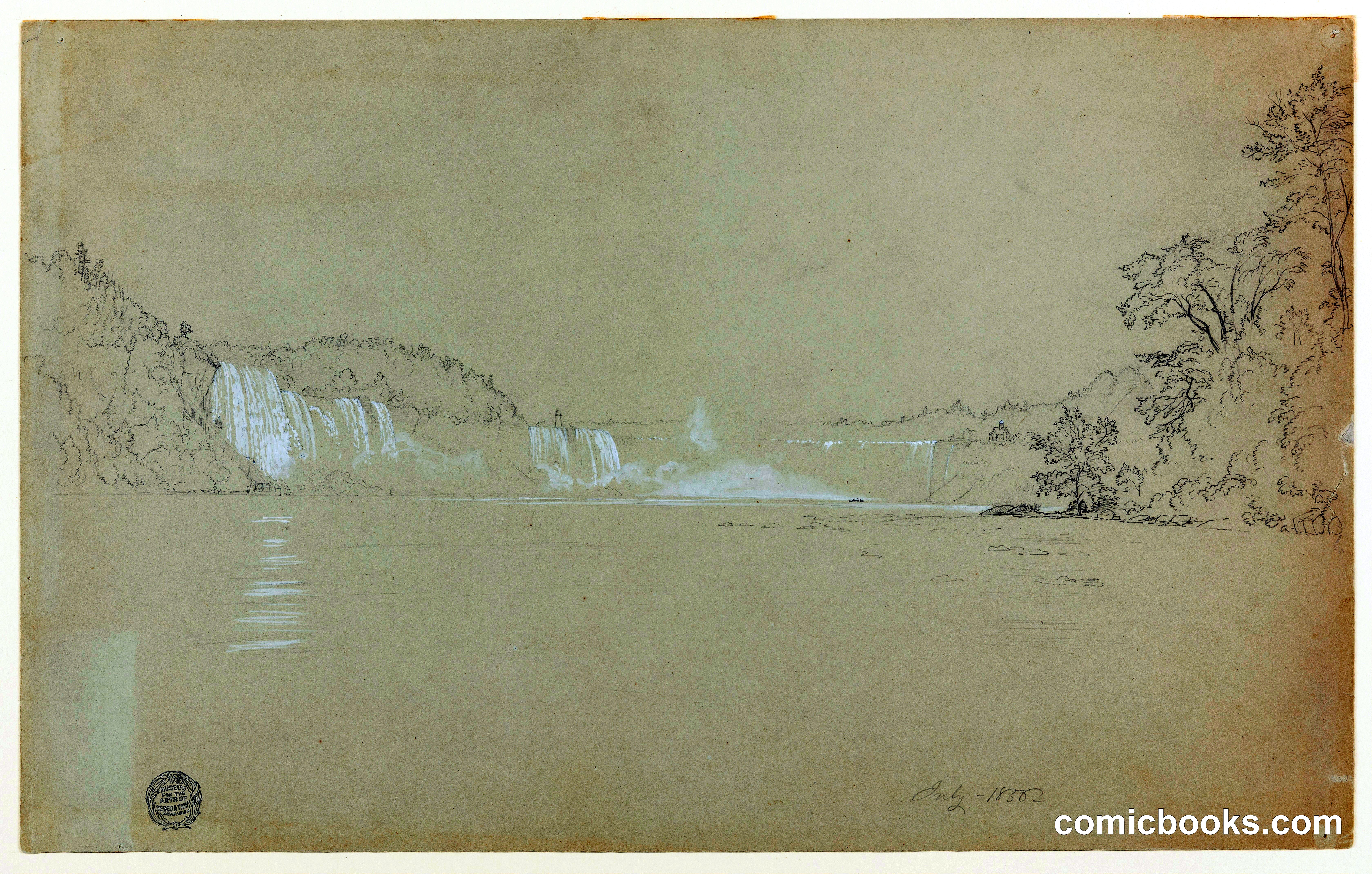 Distant View of Niagara Falls, Niagara River, Canada