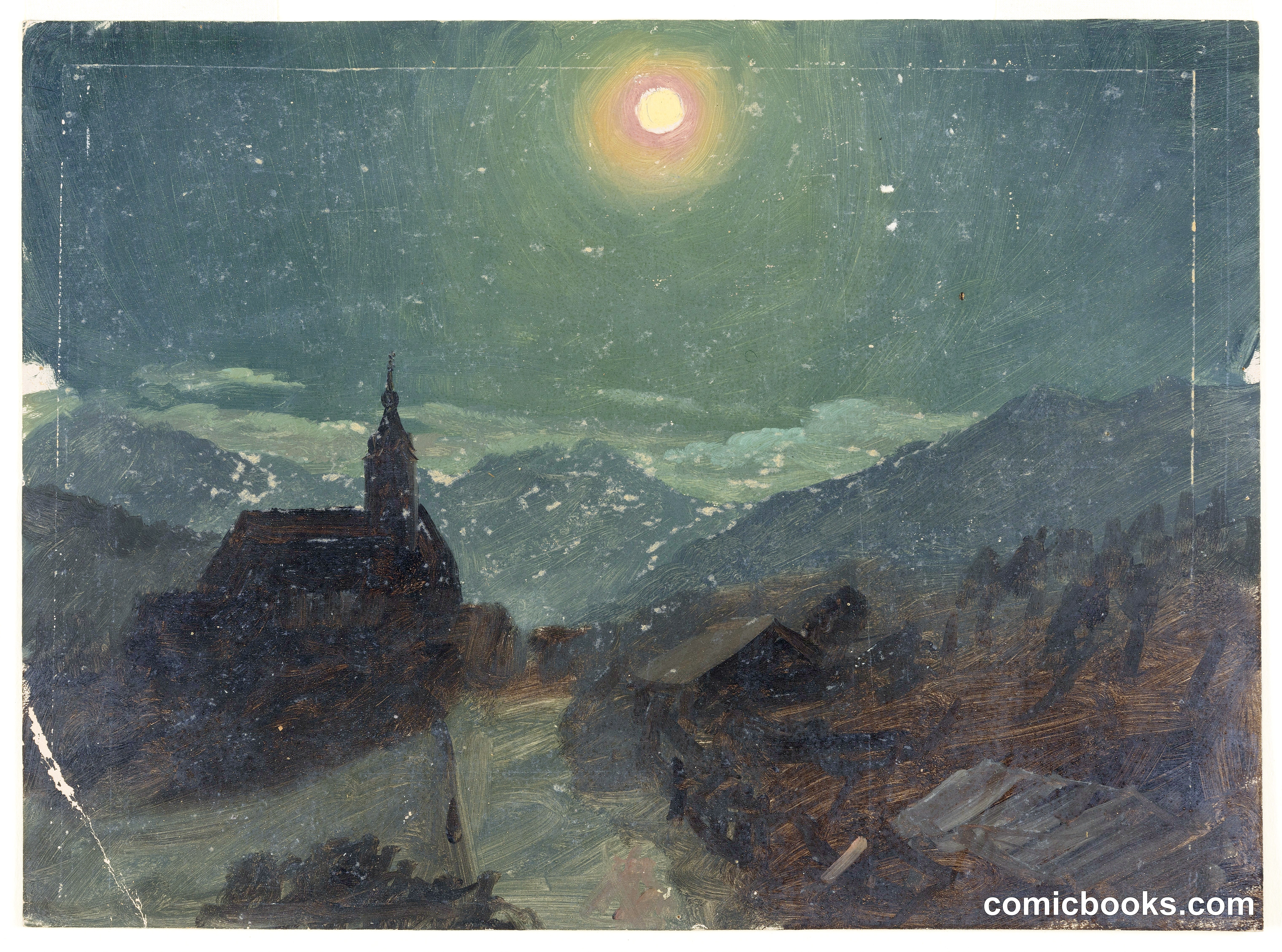 Moonlight over an Alpine Village