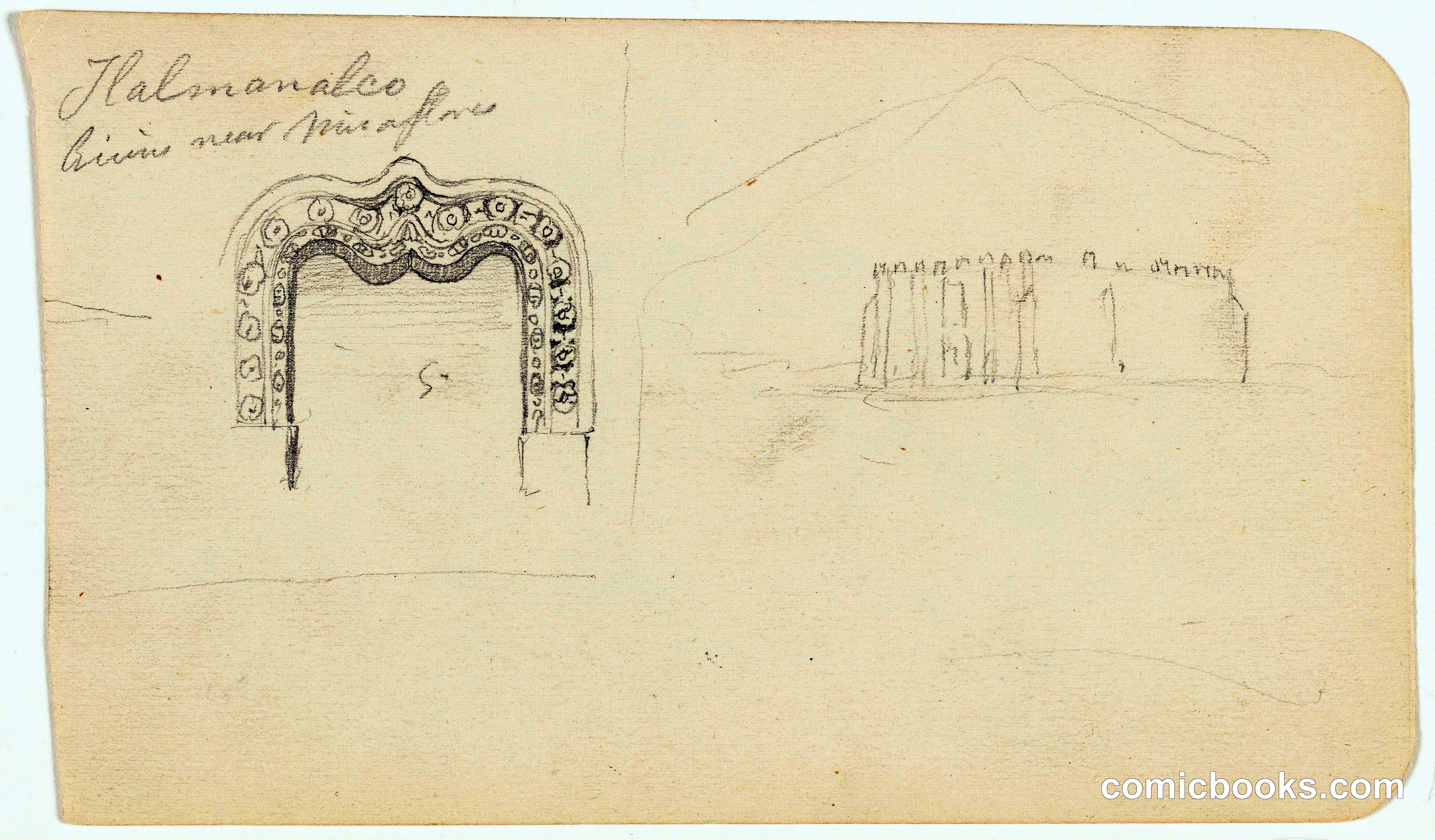 Architectural Sketches near Tlalmanalco and Miraflores, Mexico