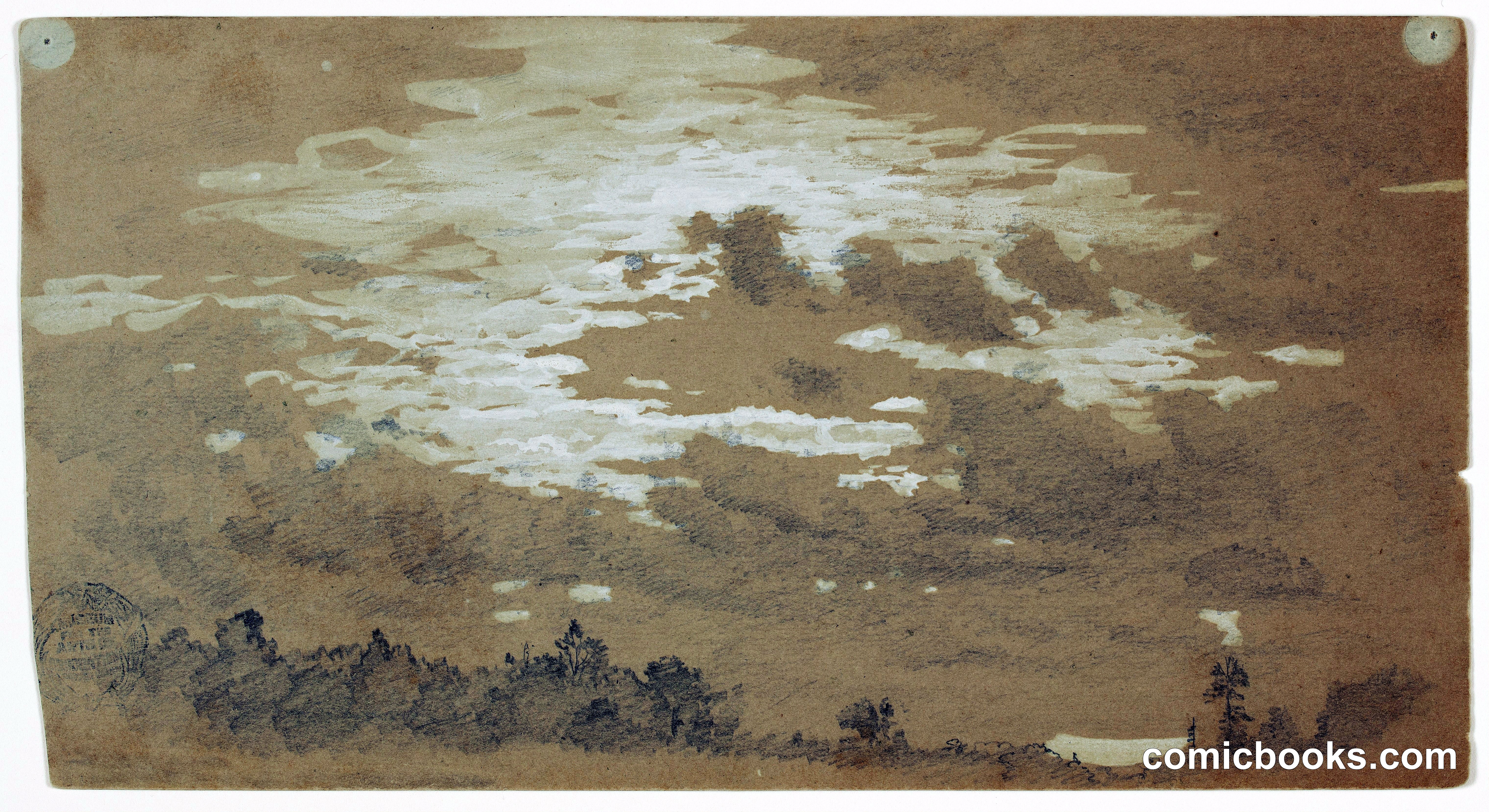 Cloudy Sky over a Wooded Ridge