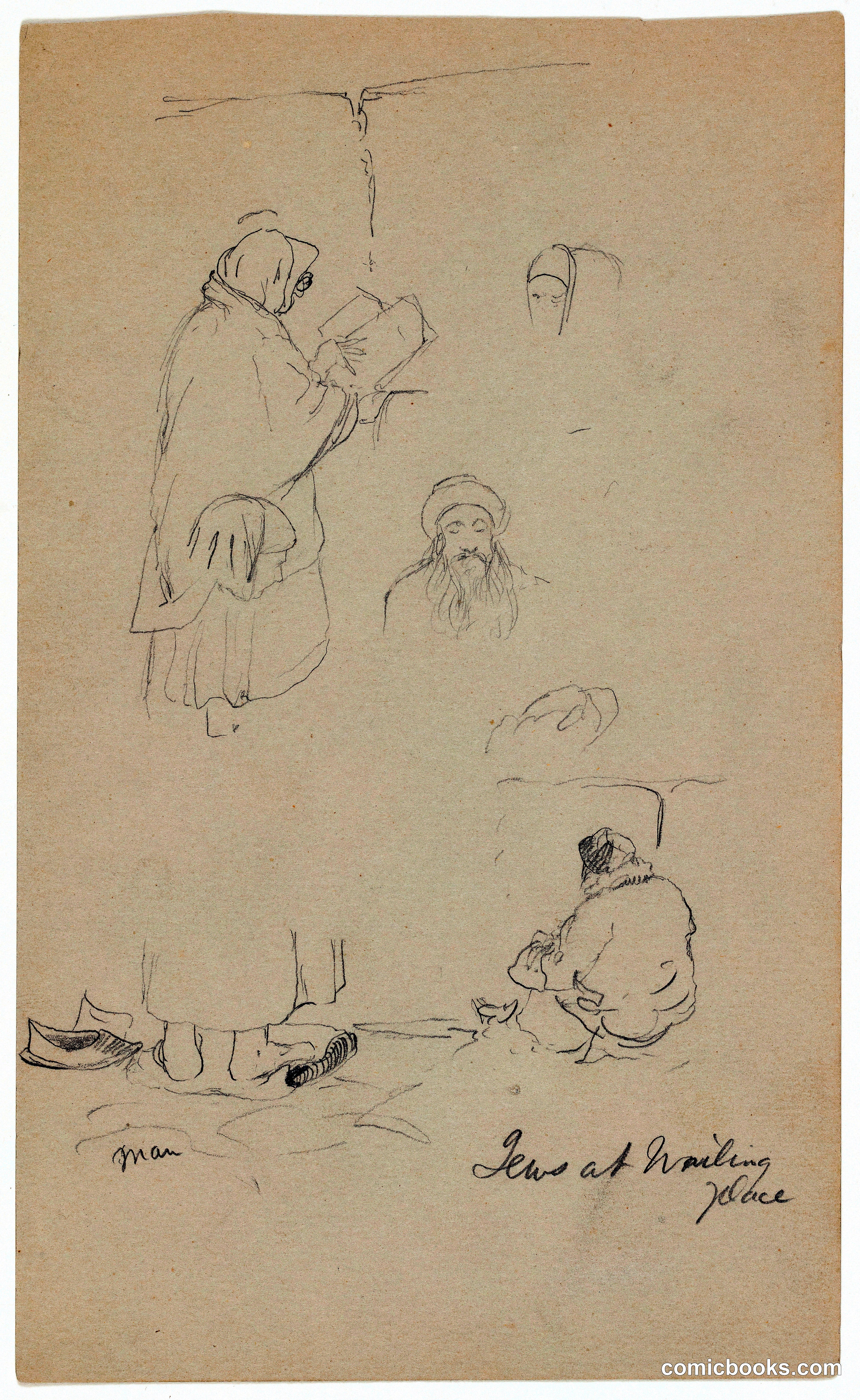 Study Sketches: Figures at the Wailing Wall