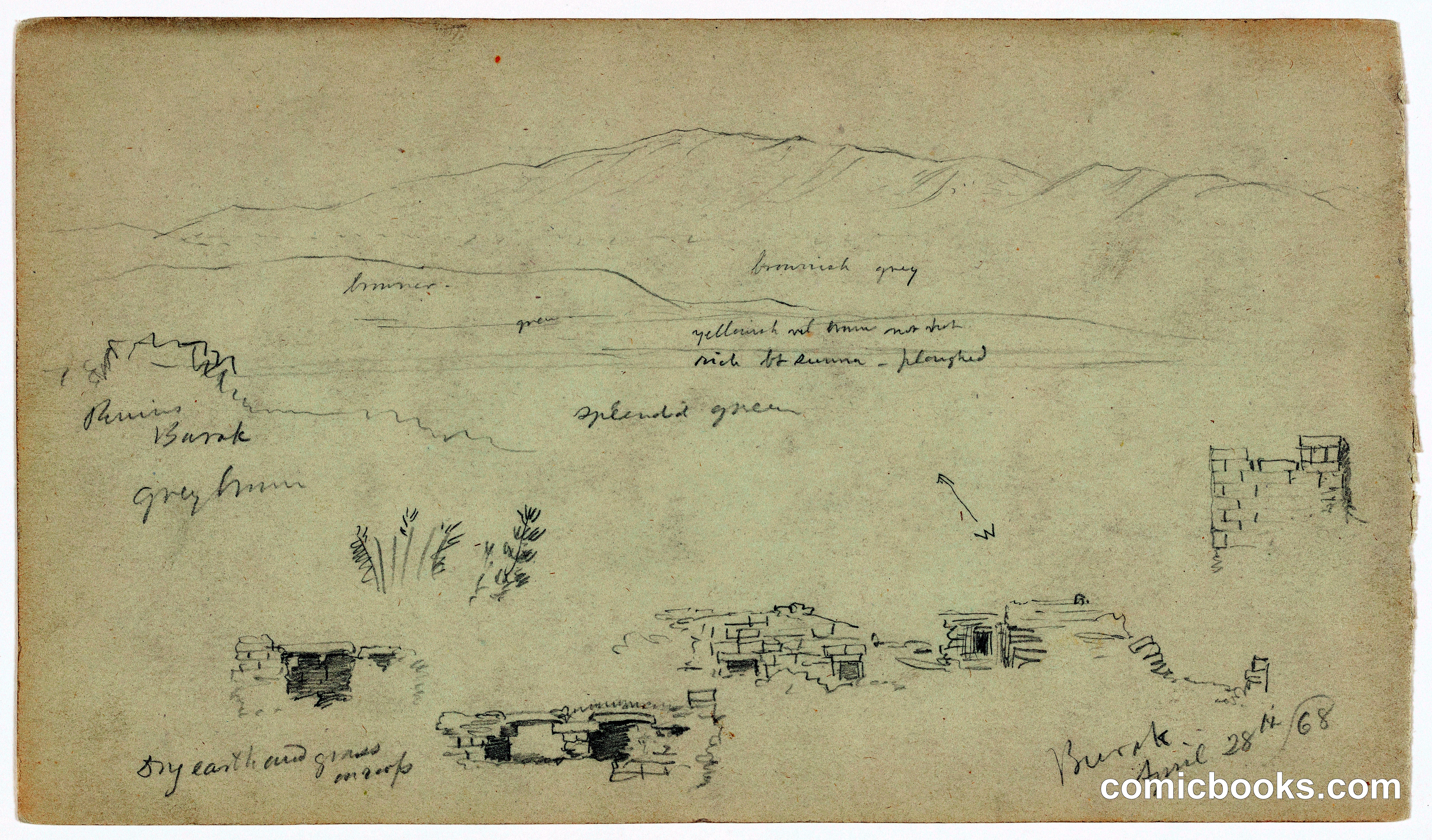 The Mountains of Lebanon and Architecture Sketches, Burak, Syria