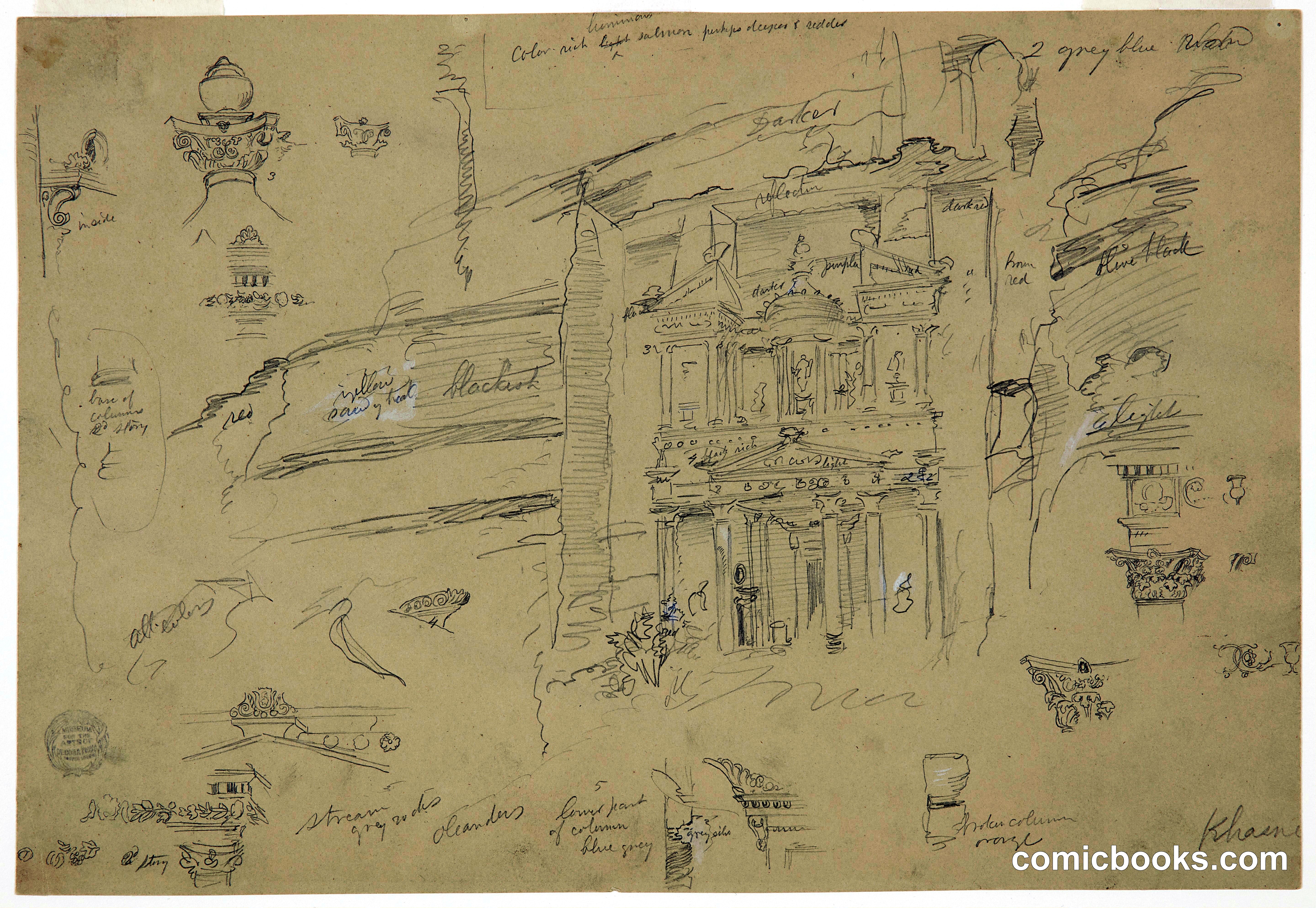 Architectural Sketches of El Khasné, Petra, Jordan