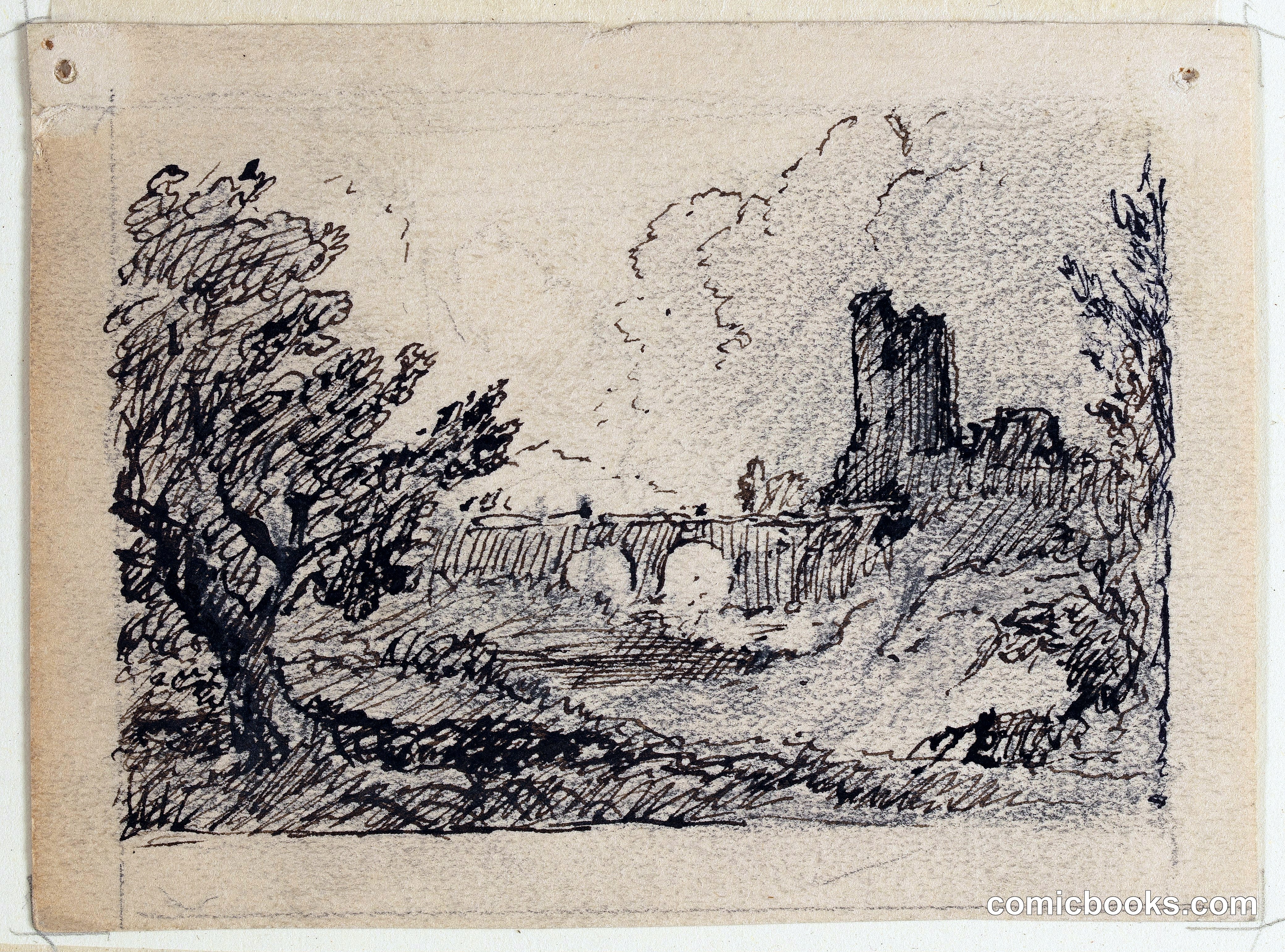Imaginary Landscape with Ruined Tower and Bridge