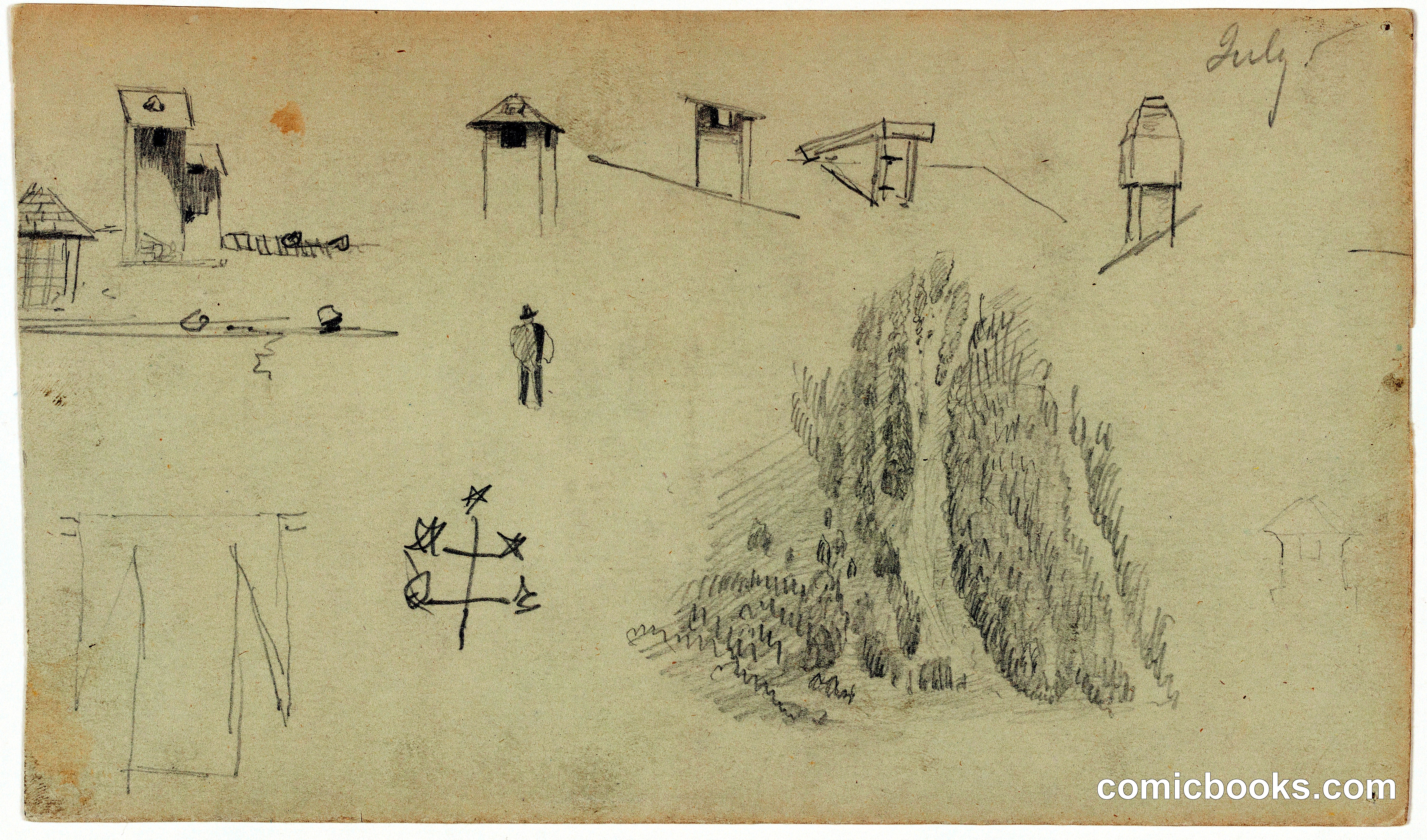 Mixed Sketches with Chimneys and Waterfall, Berchtesgaden, Germany