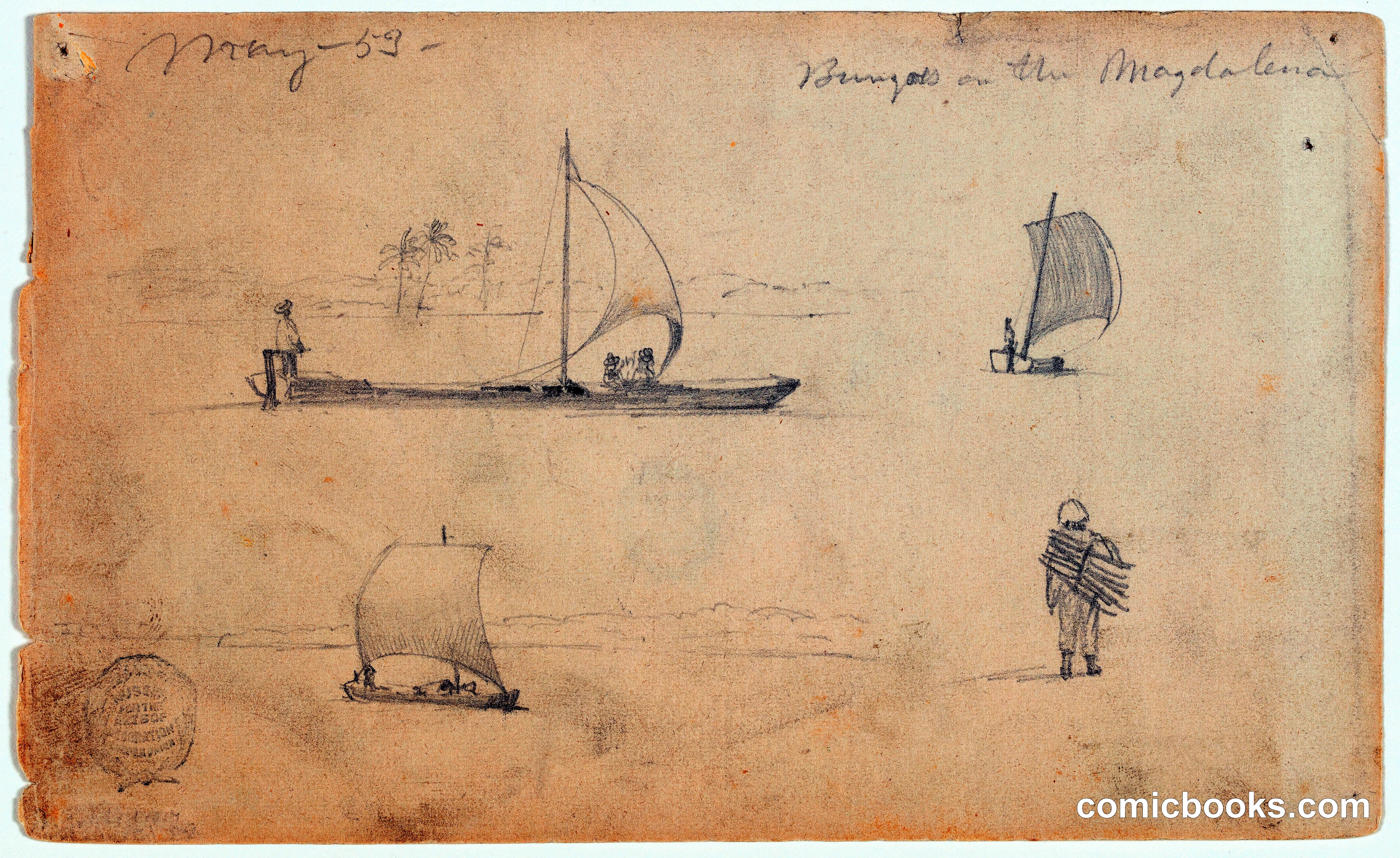 Sketches of Bungoes on the Rio Magdalena, Colombia