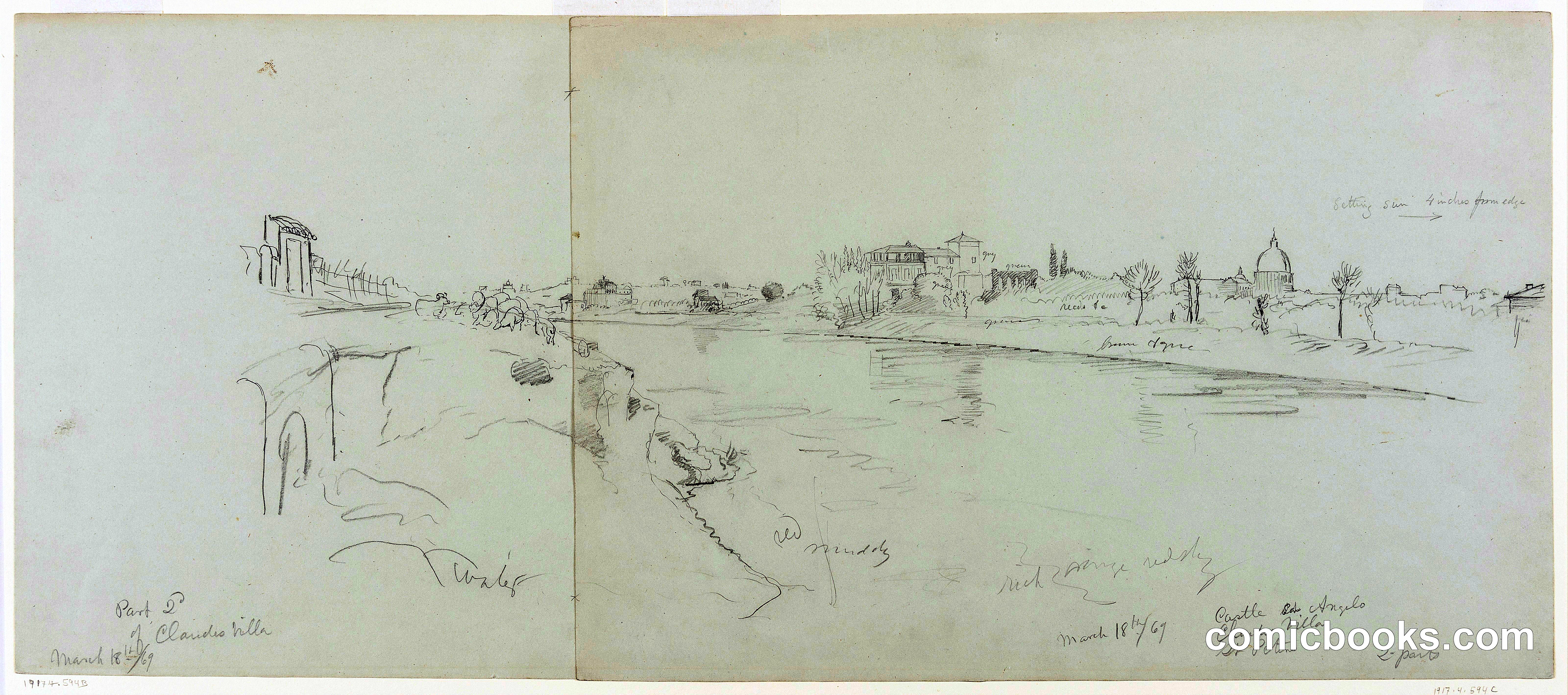 View of the Castel Sant'Angelo, Claude's Villa, and St. Peter's, Rome, Italy, Part One